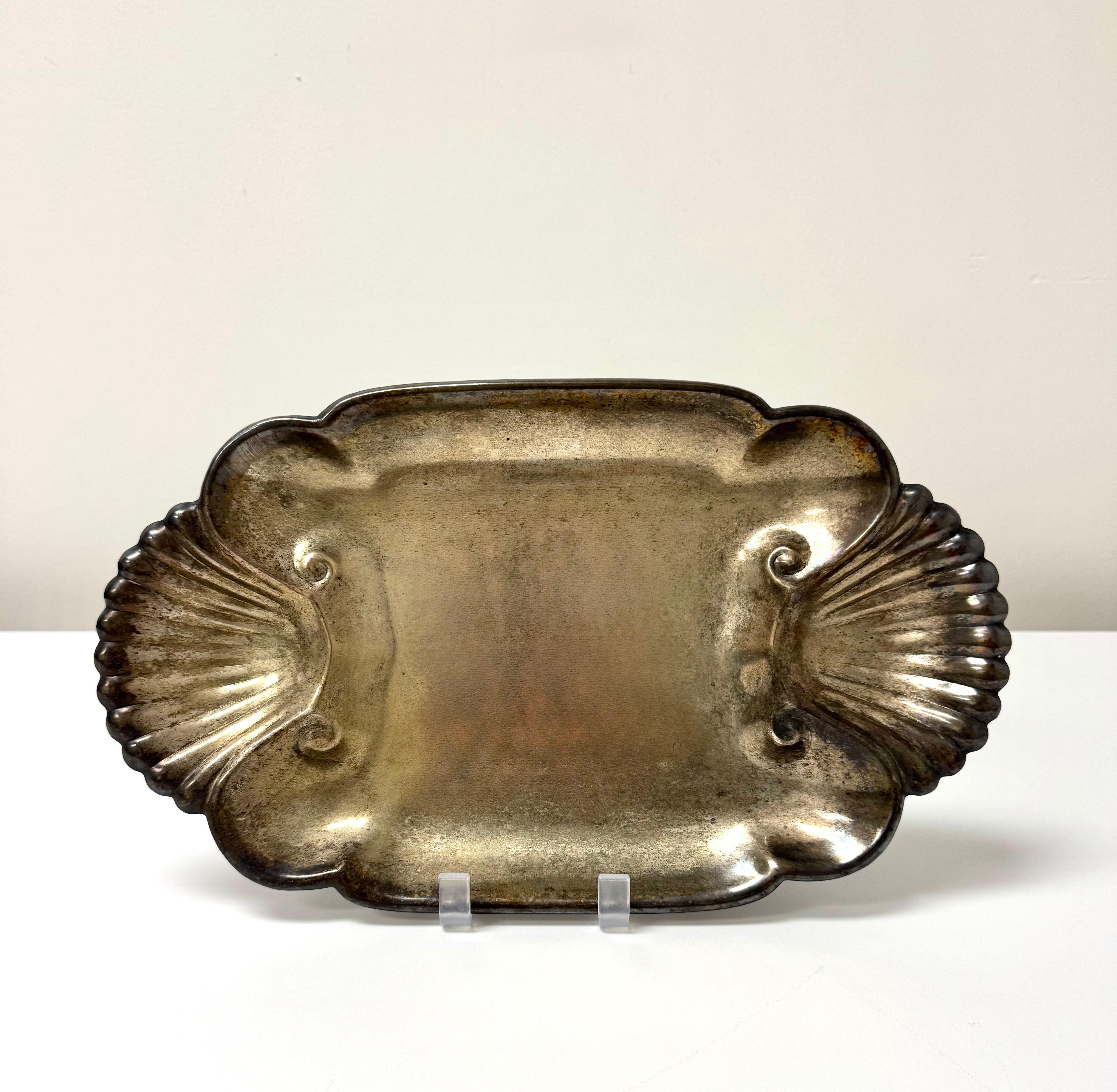 Vintage English Silver Scallop Footed Tray