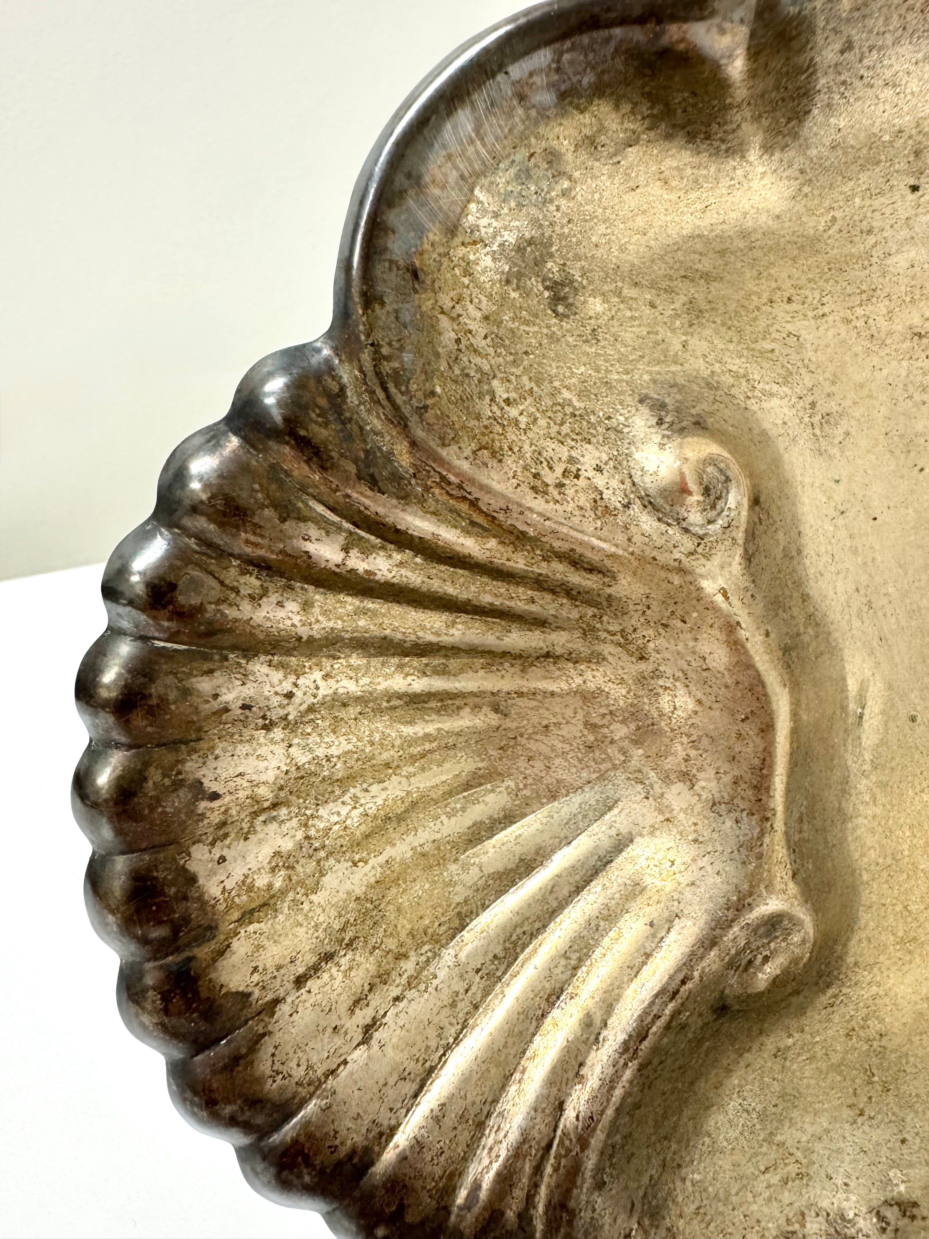 Vintage English Silver Scallop Footed Tray