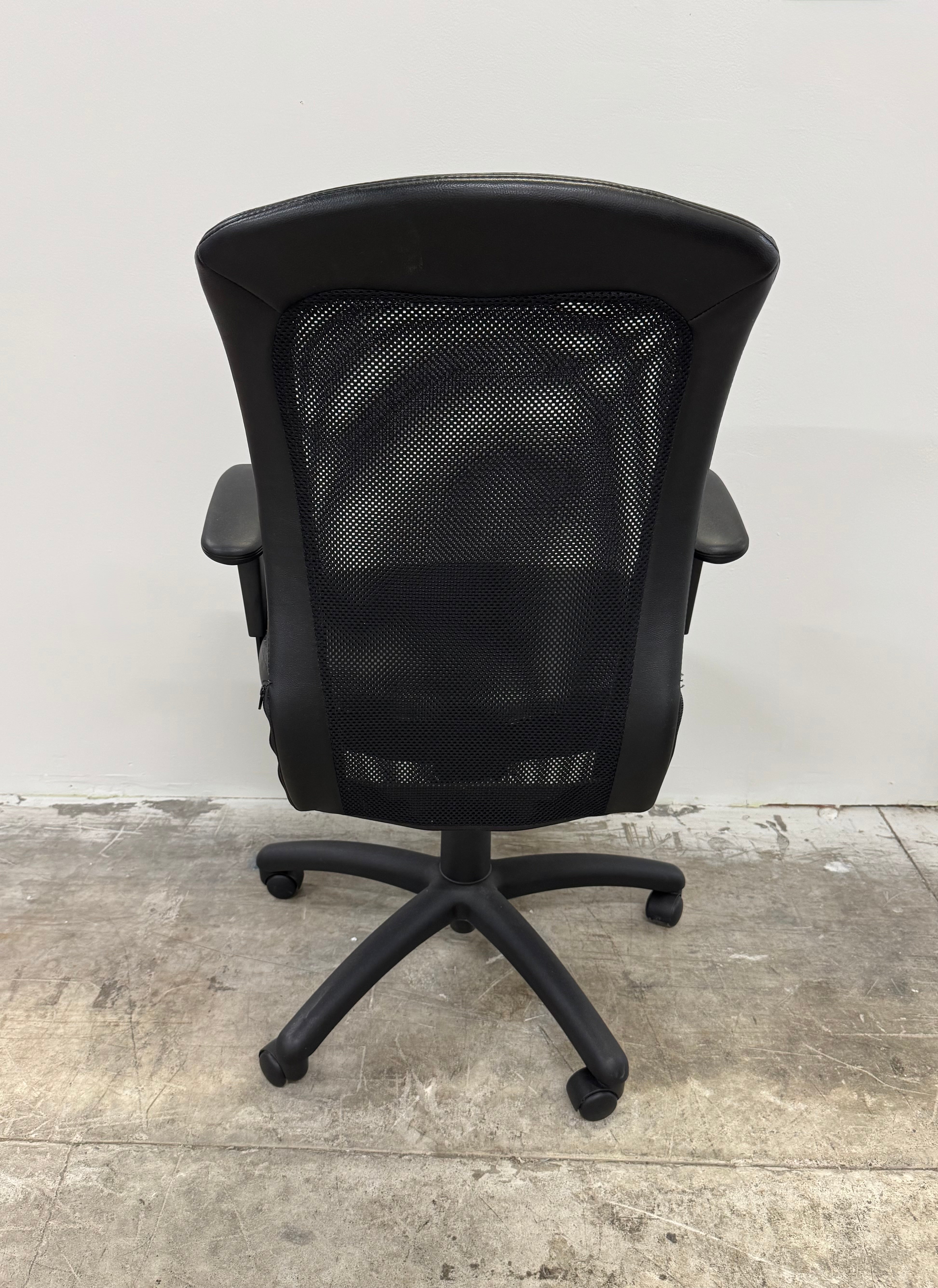 Black Leather & Mesh Office Chair