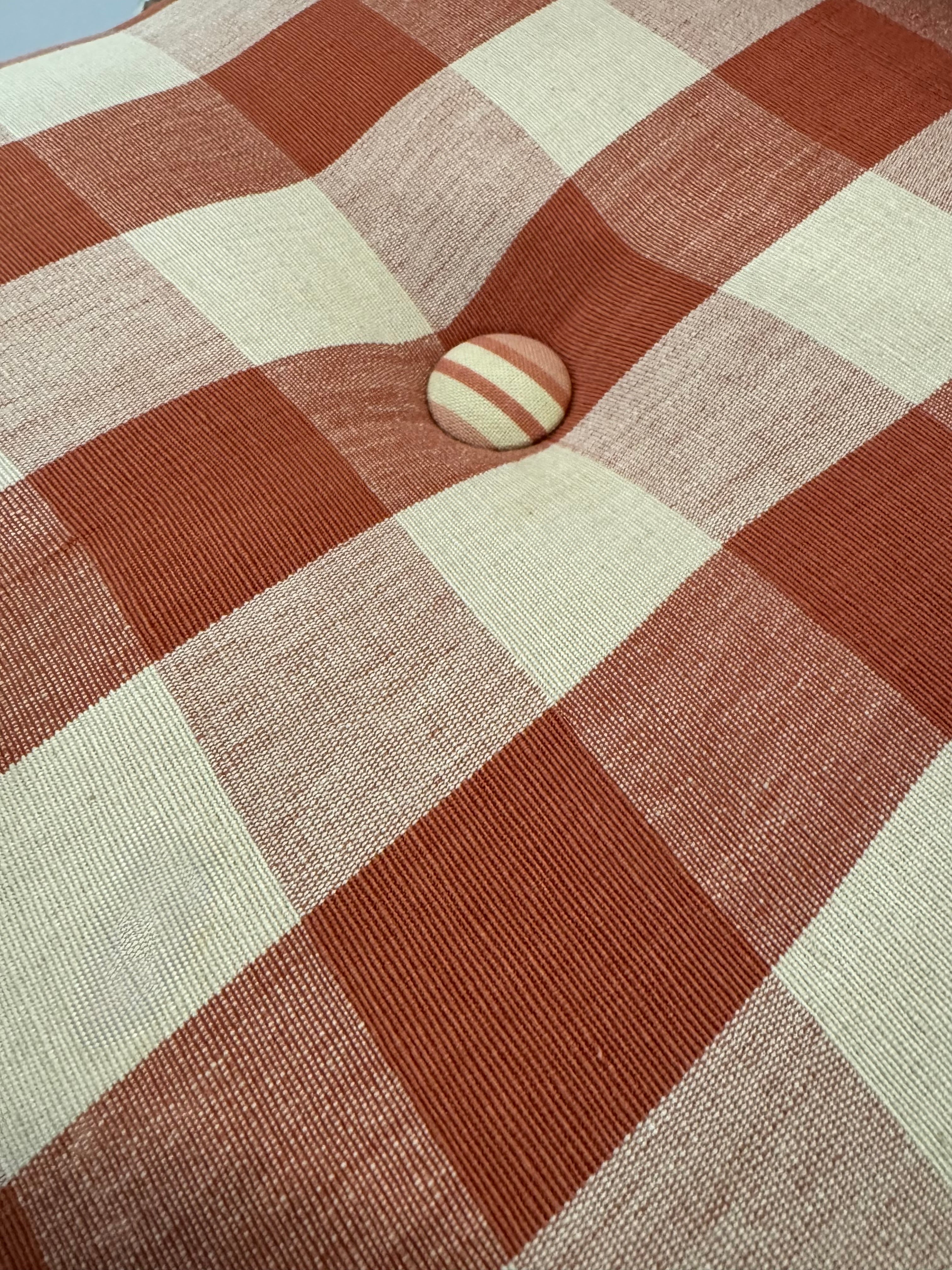 Vermilion and Ivory Check Chair with Ruffle