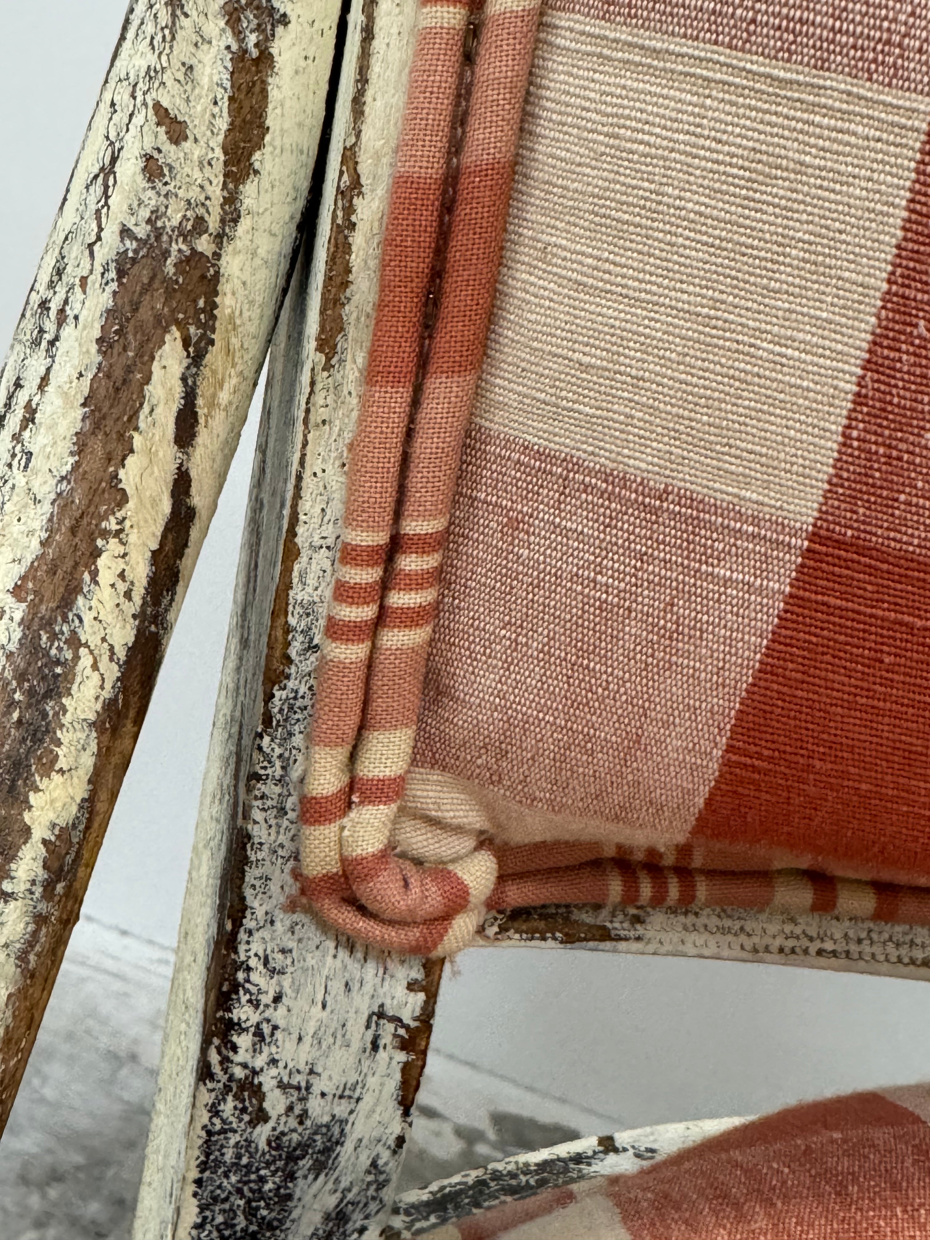 Vermilion and Ivory Check Chair with Ruffle