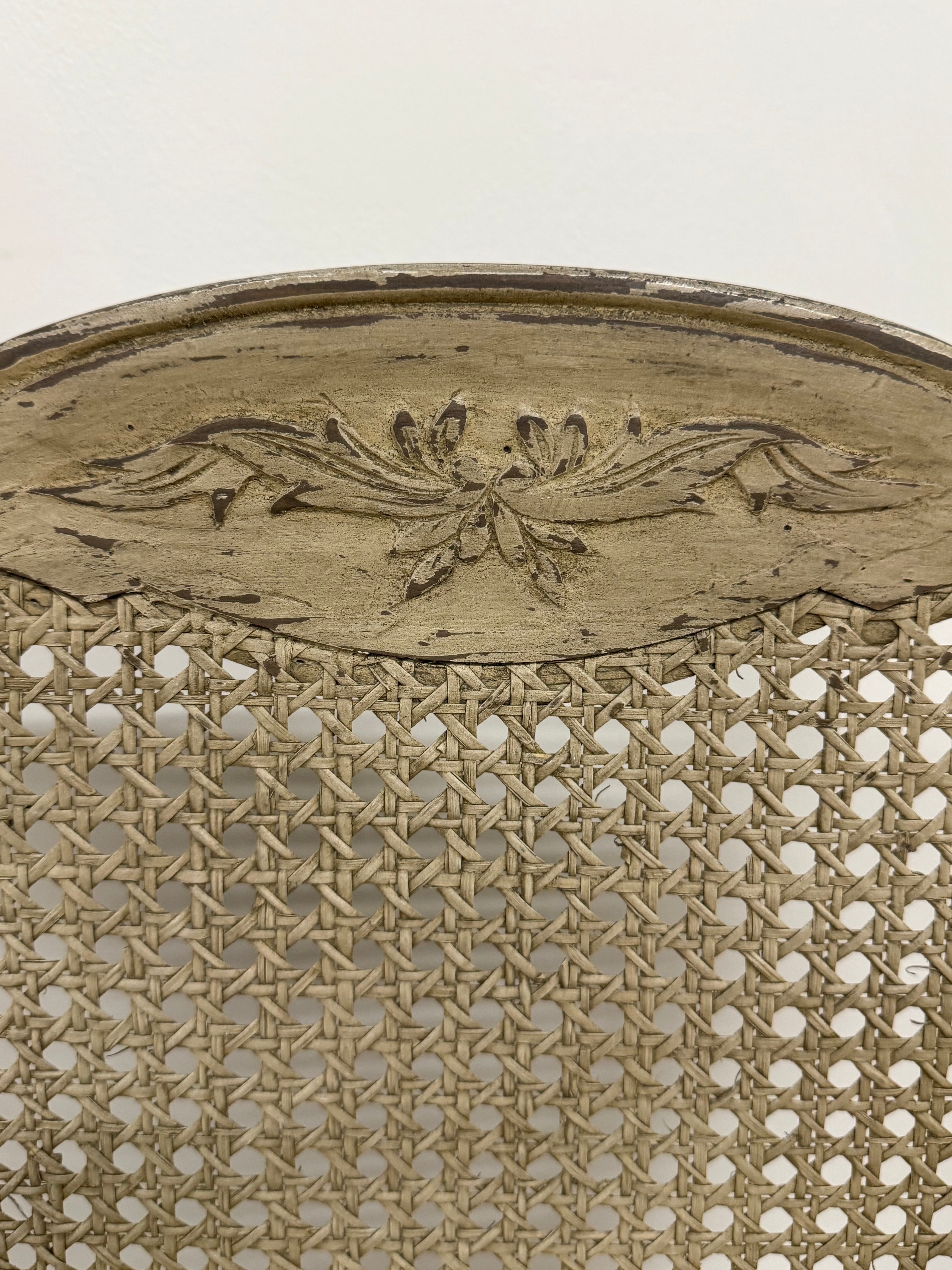 Distressed Cane Arm Chair