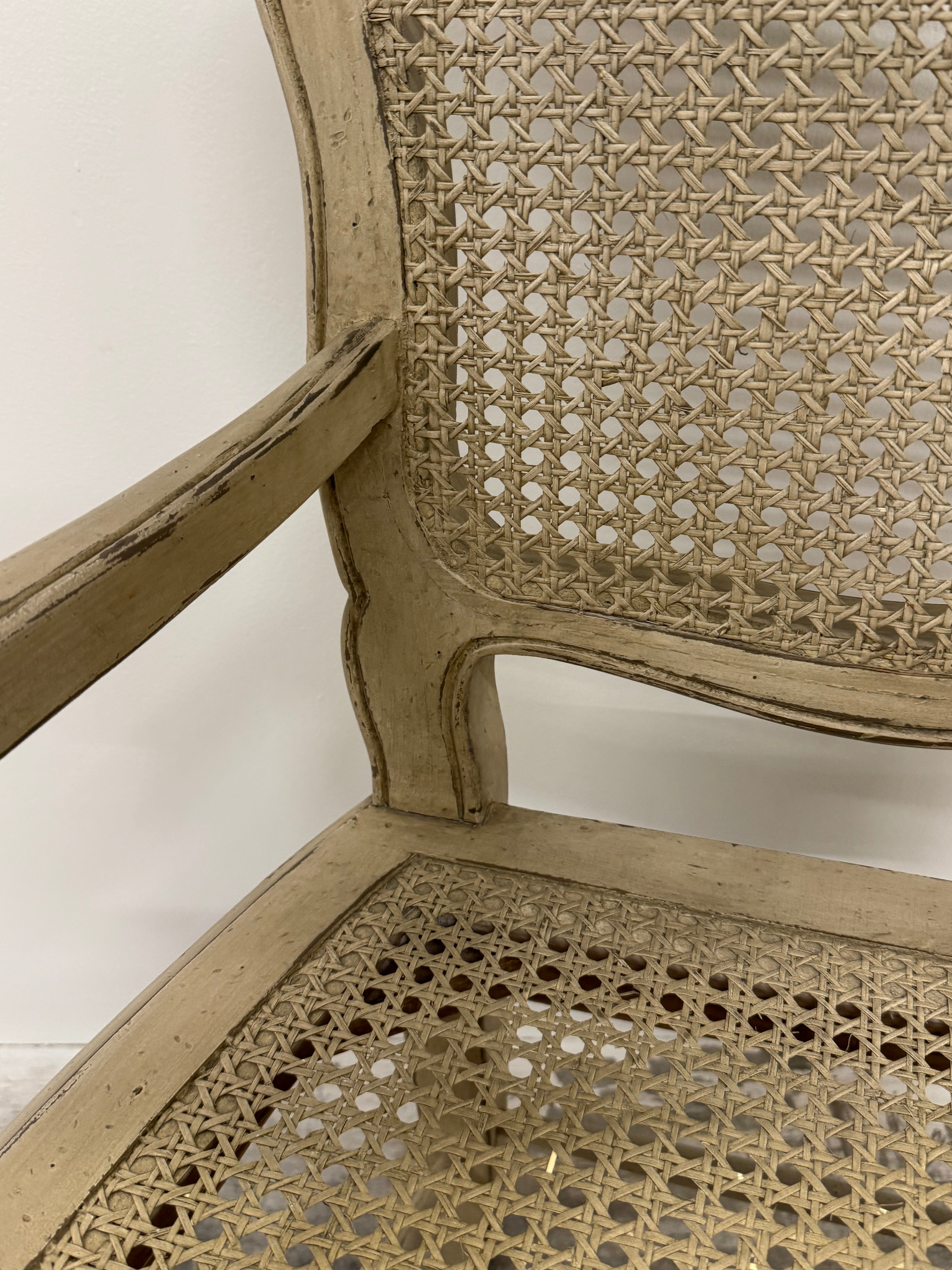 Distressed Cane Arm Chair