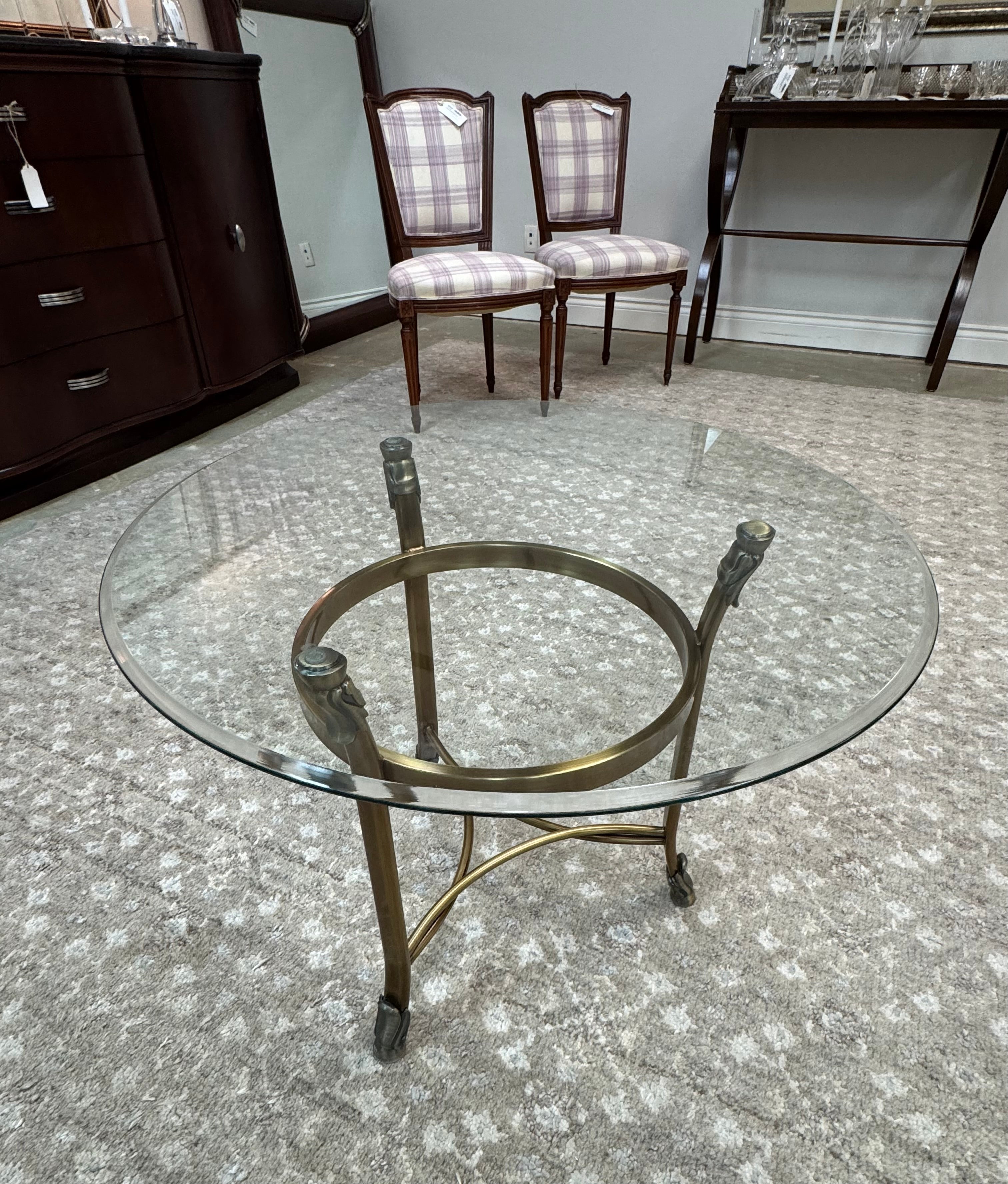 Vintage Antiqued Brass Side Table