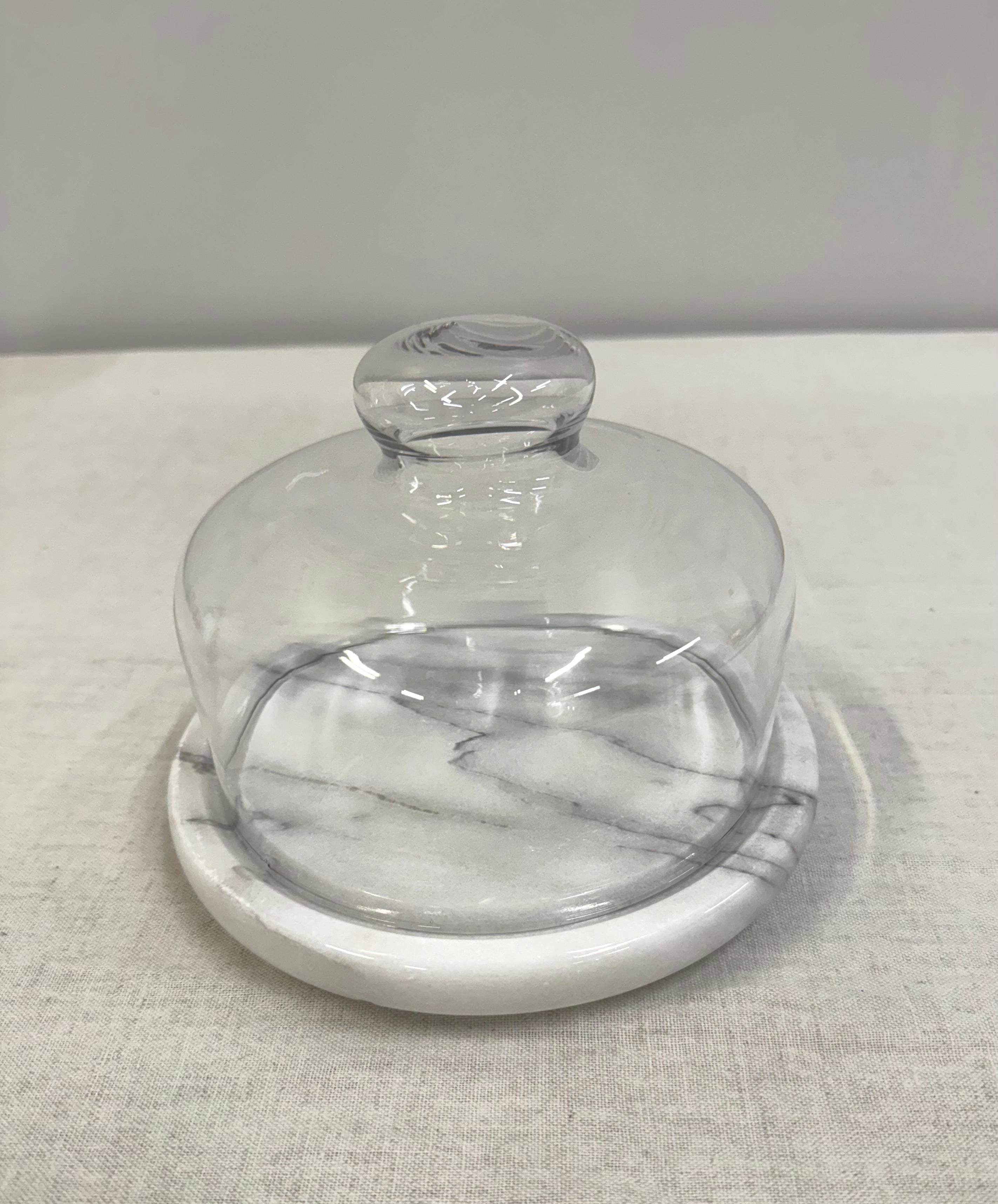 Carrara Marble 7" Cheese Board with Glass Dome
