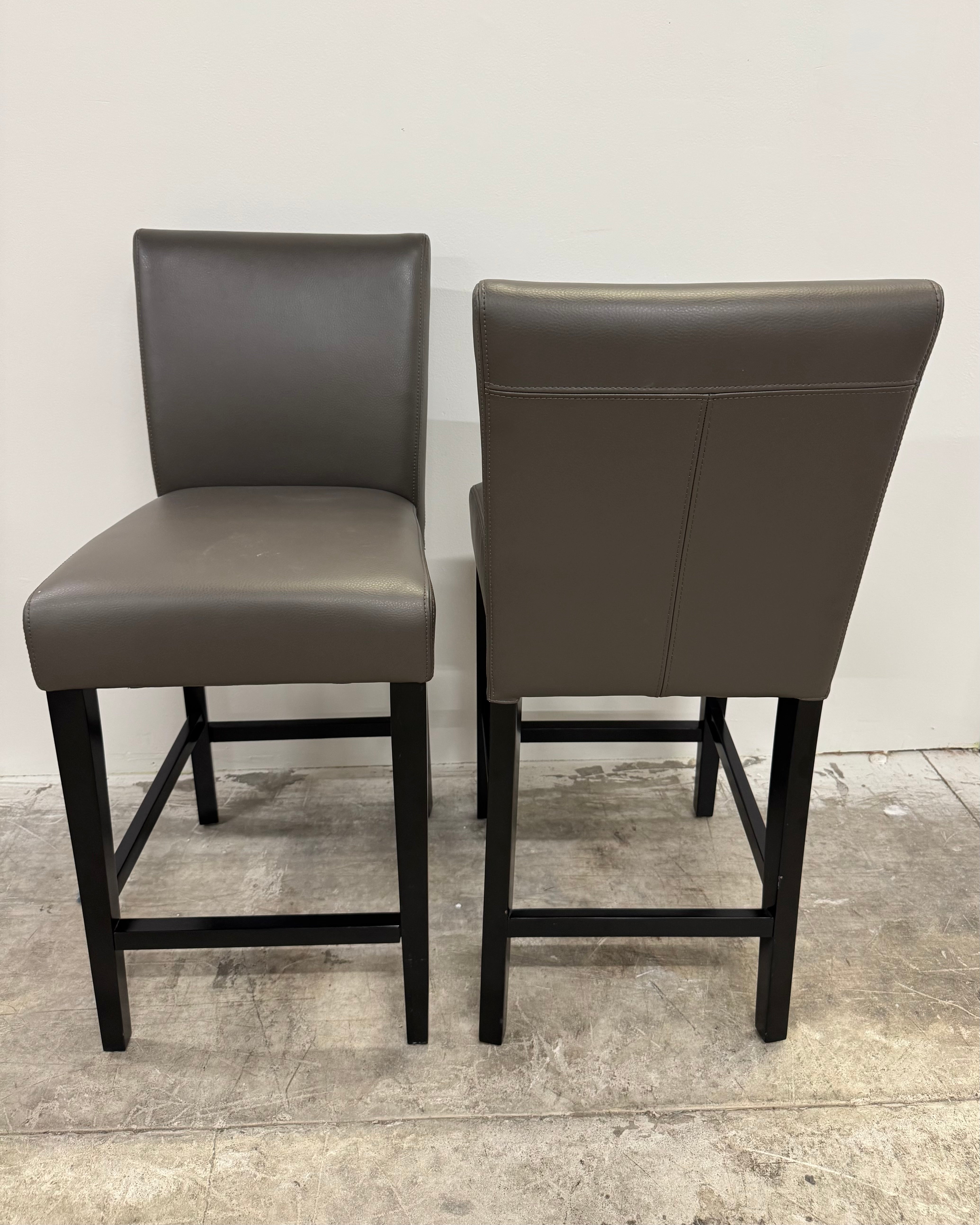 CRATE & BARREL 'Lowe' Leather Counter Stools Set of 2