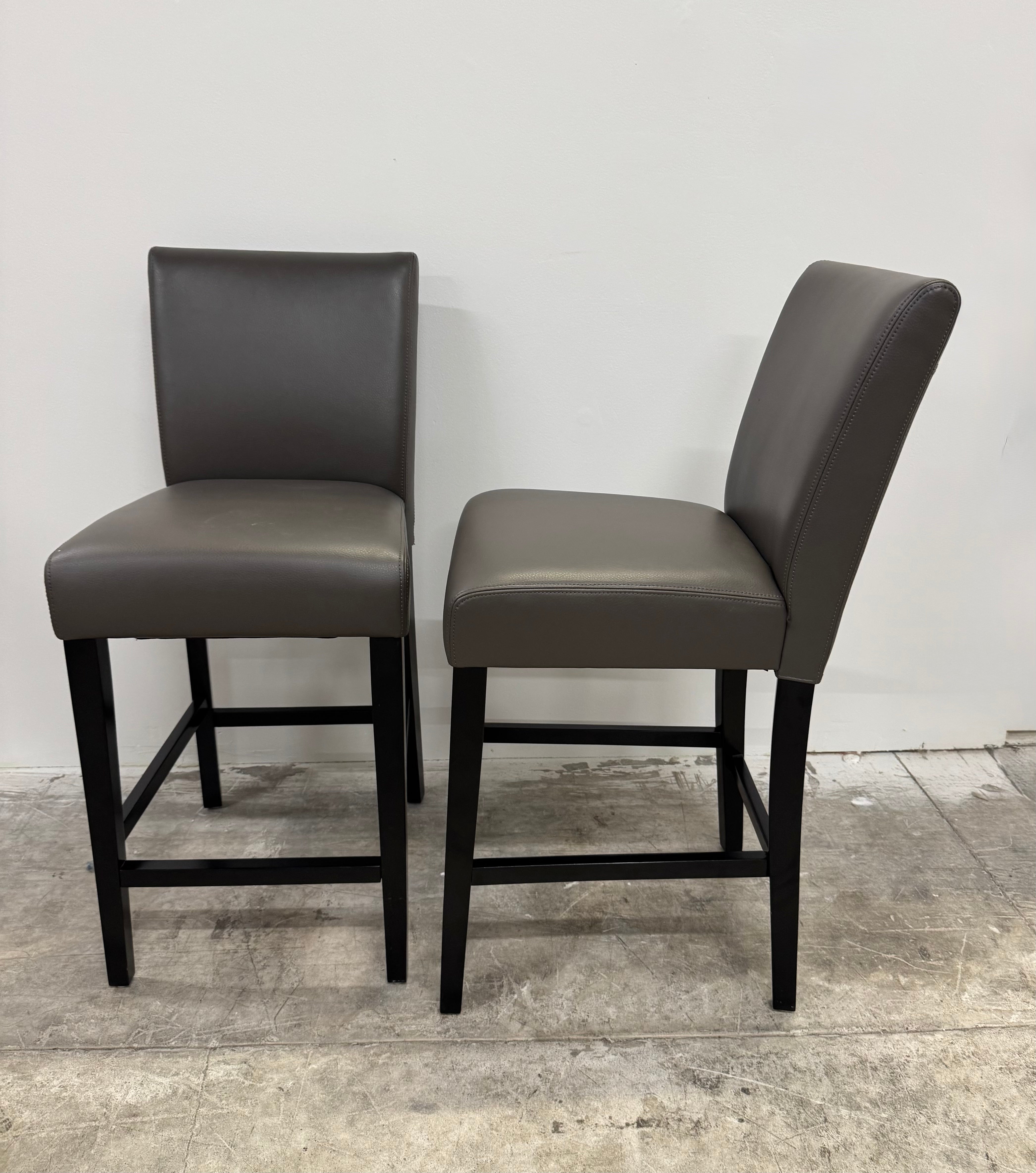 CRATE & BARREL 'Lowe' Leather Counter Stools Set of 2