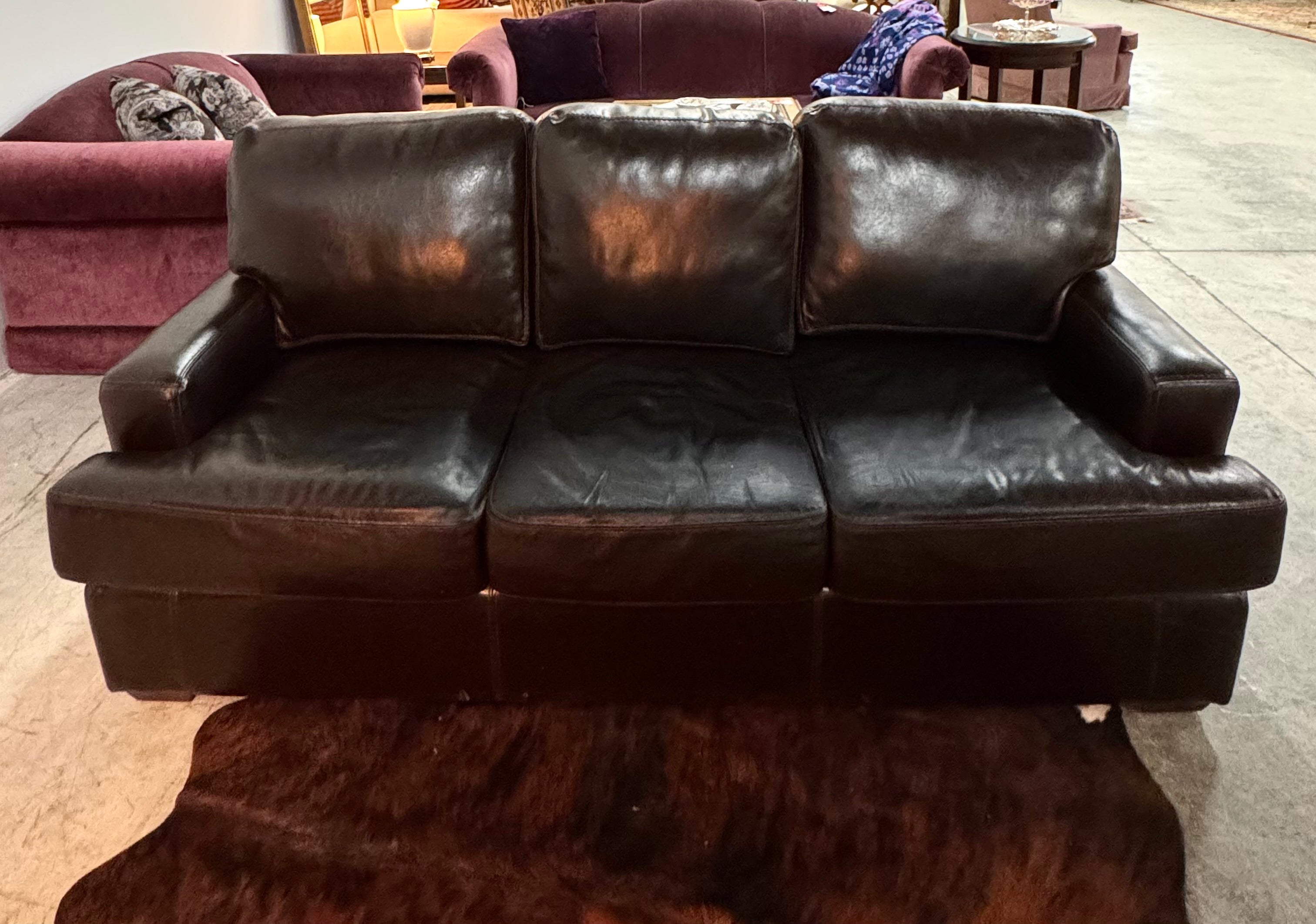 Chocolate Leather 74" Sofa