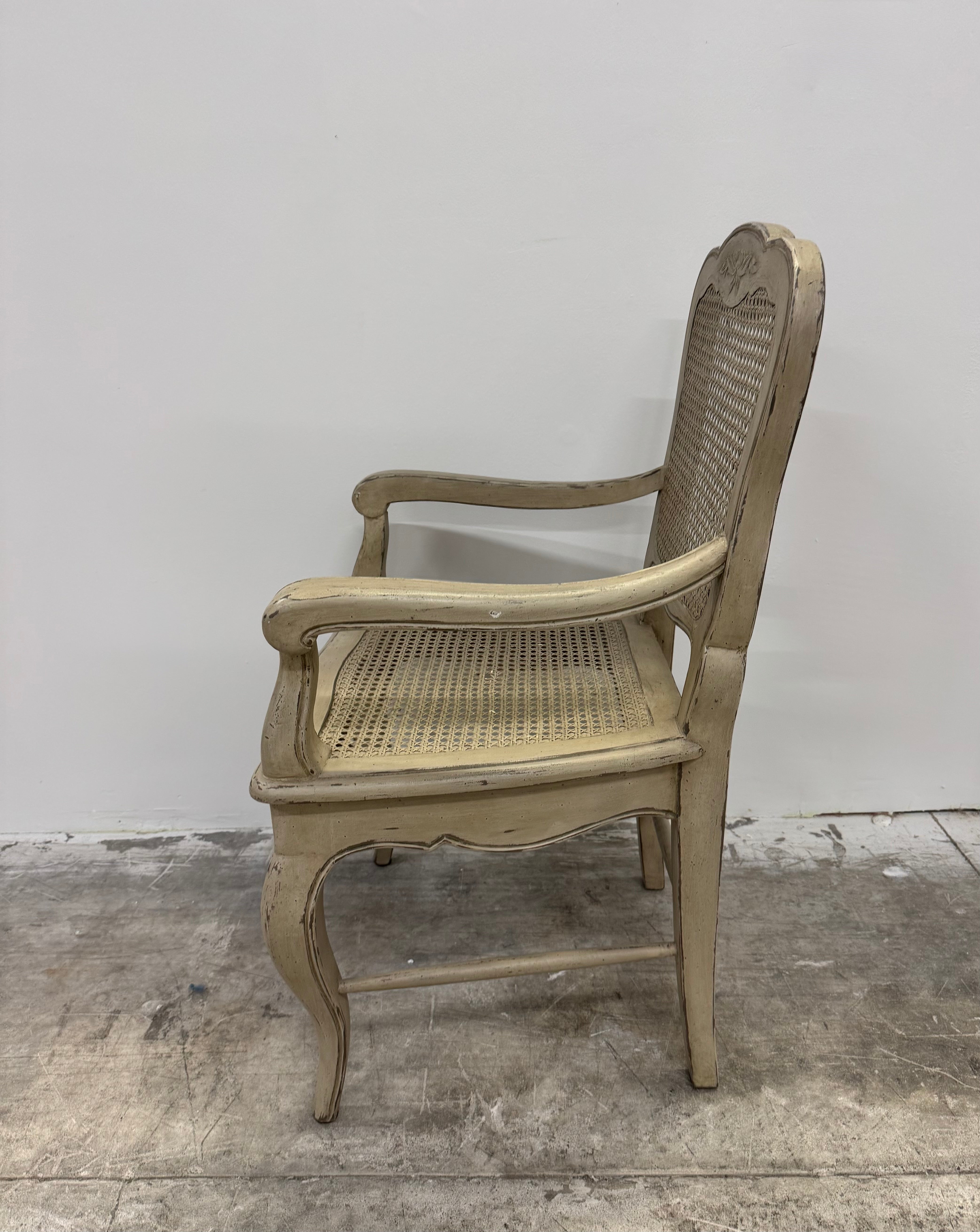 Distressed Cane Arm Chair