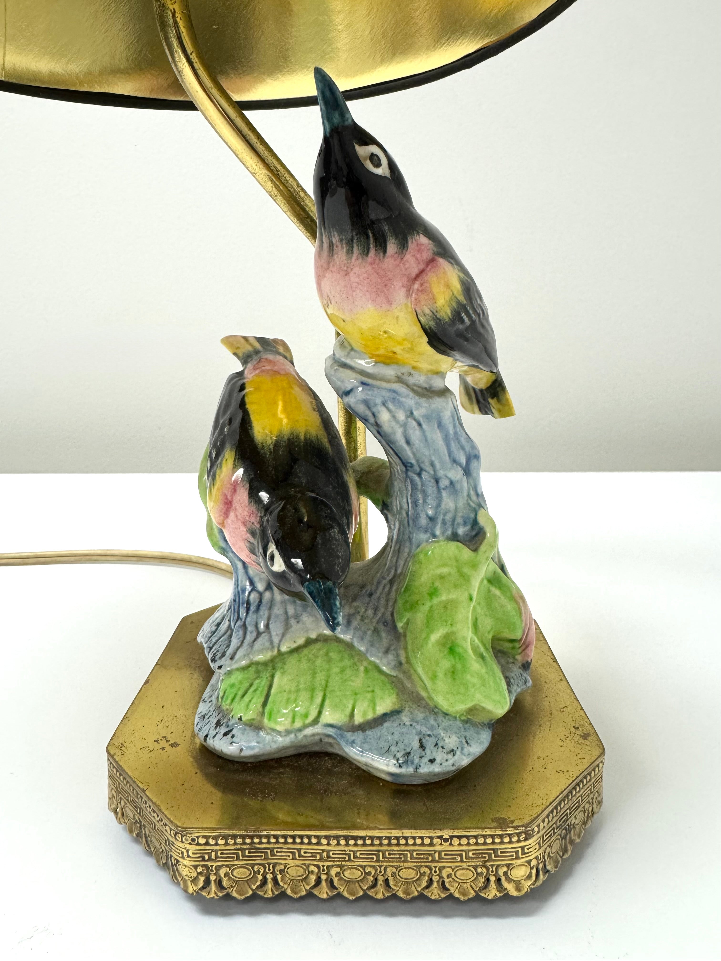 Vintage Porcelain Birds Lamp