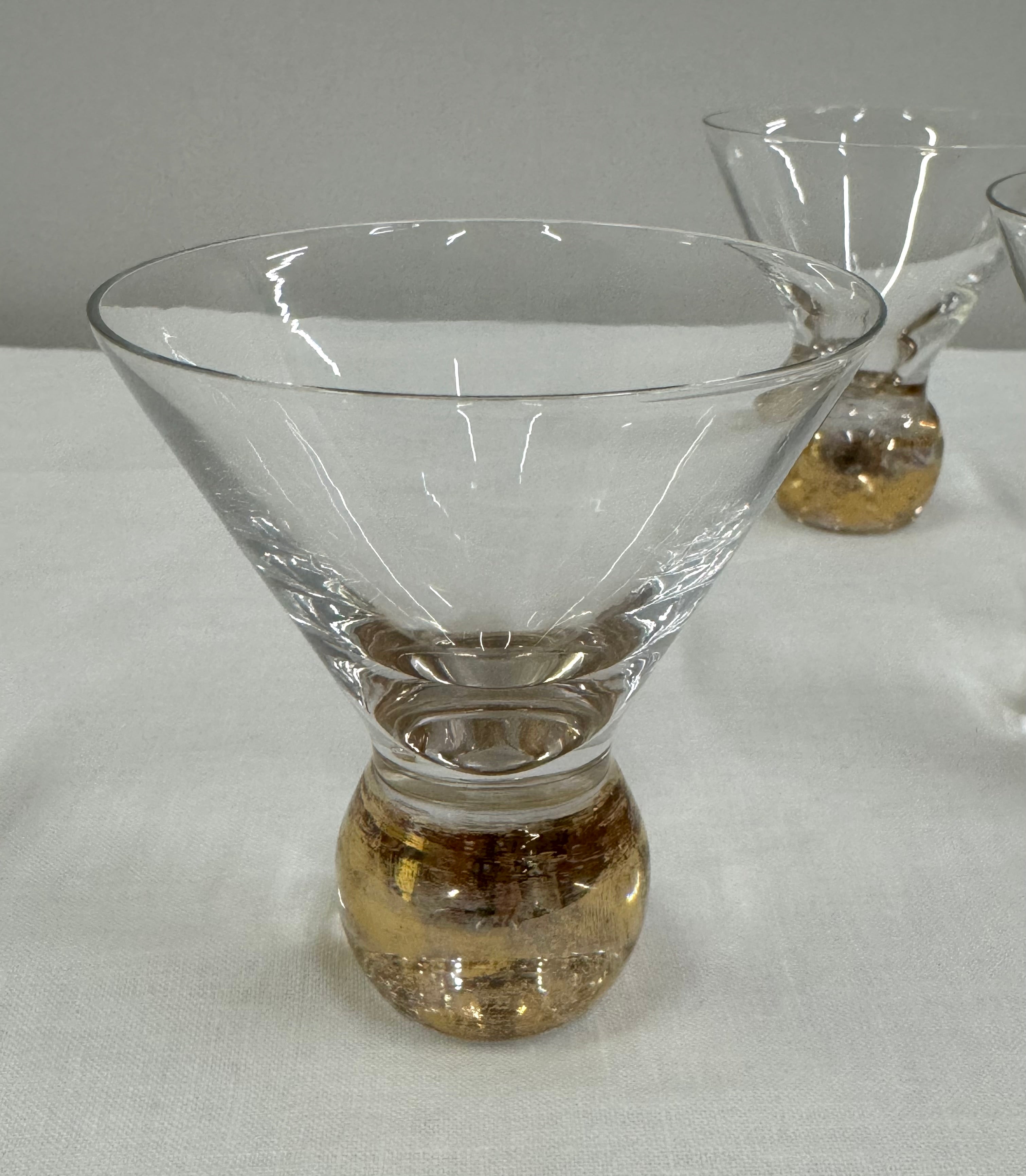 Vintage Golden Ball Martini Glasses Set of 5