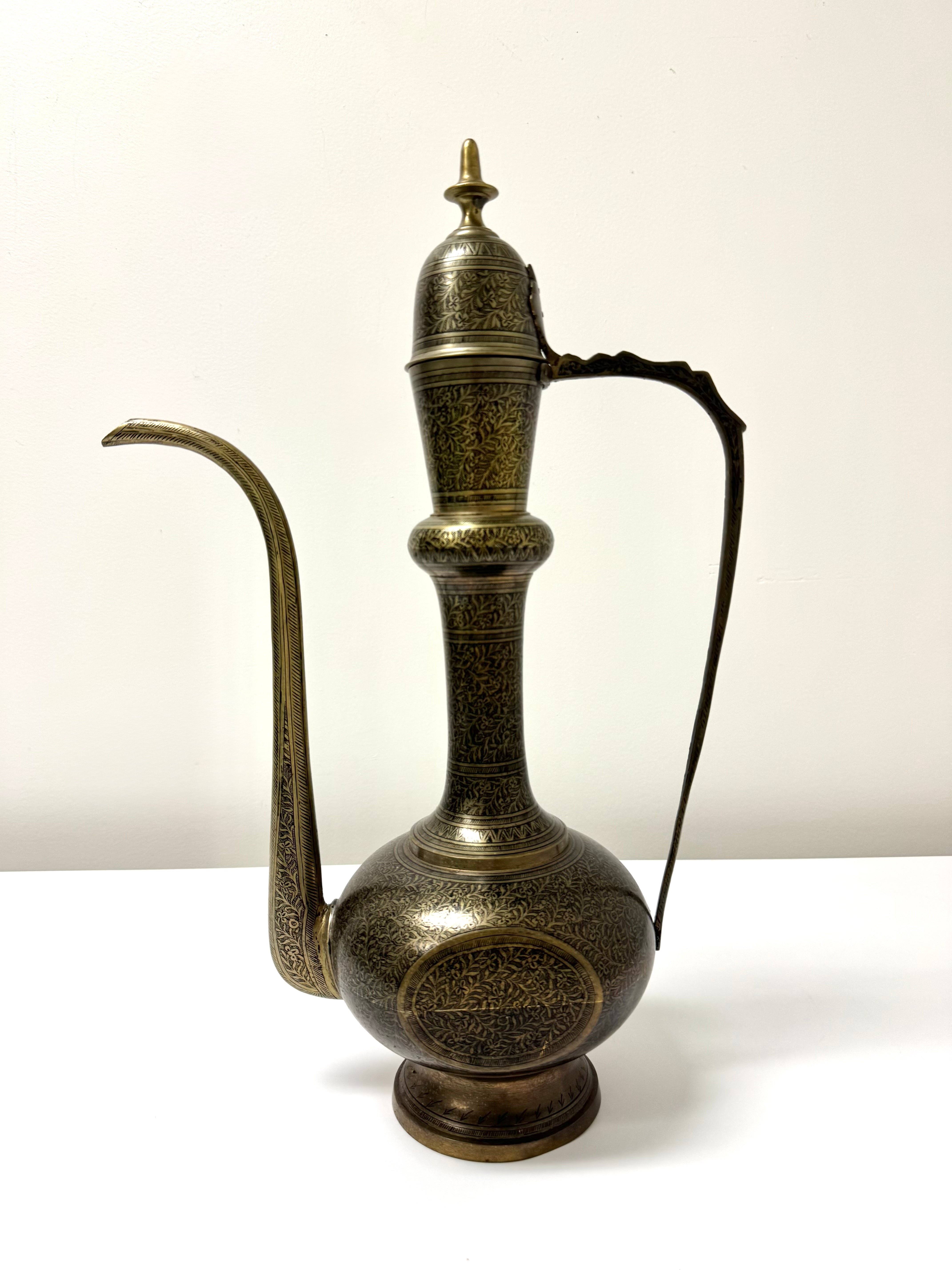 Etched Brass Indian Teapot