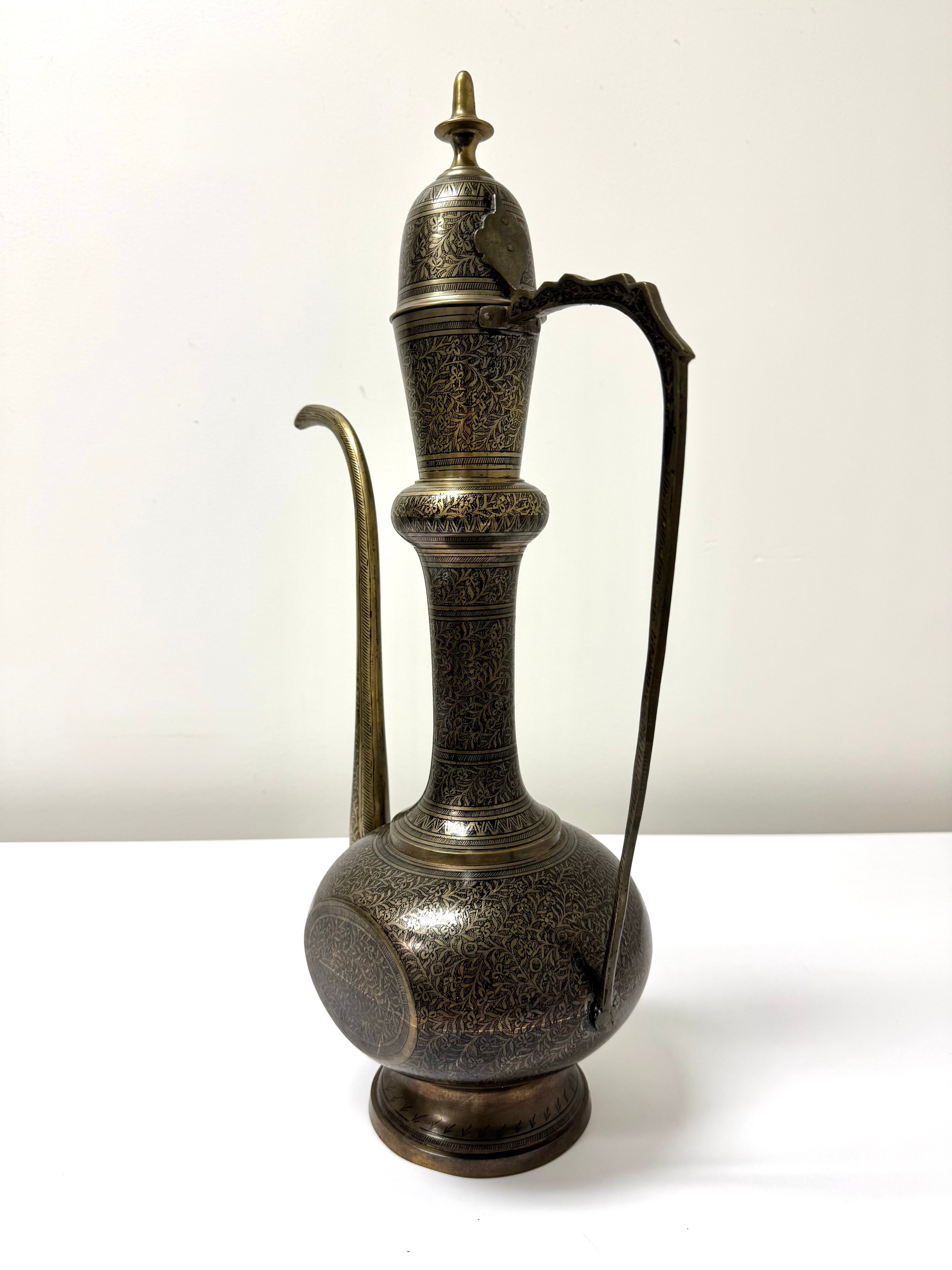 Etched Brass Indian Teapot