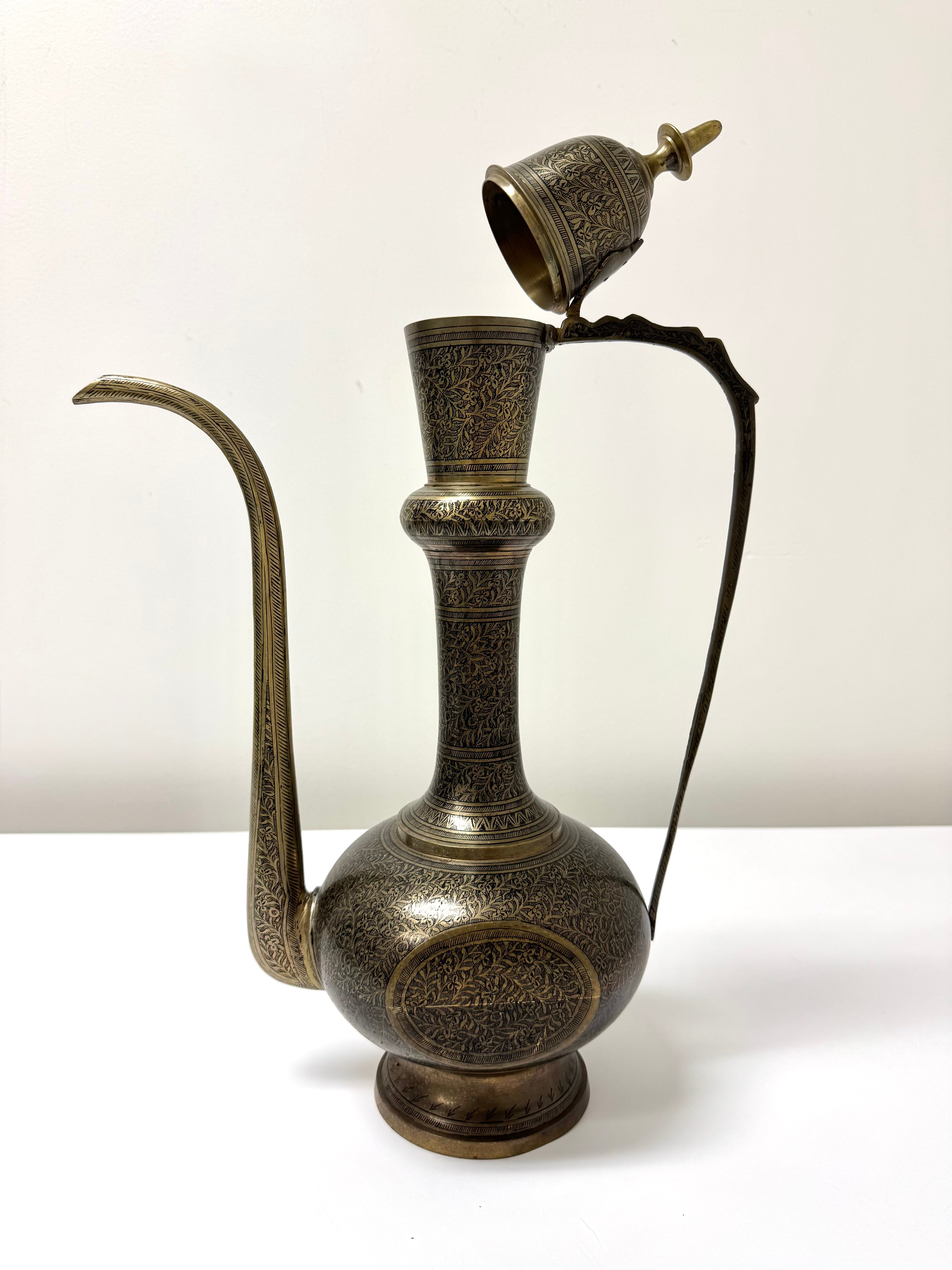 Etched Brass Indian Teapot