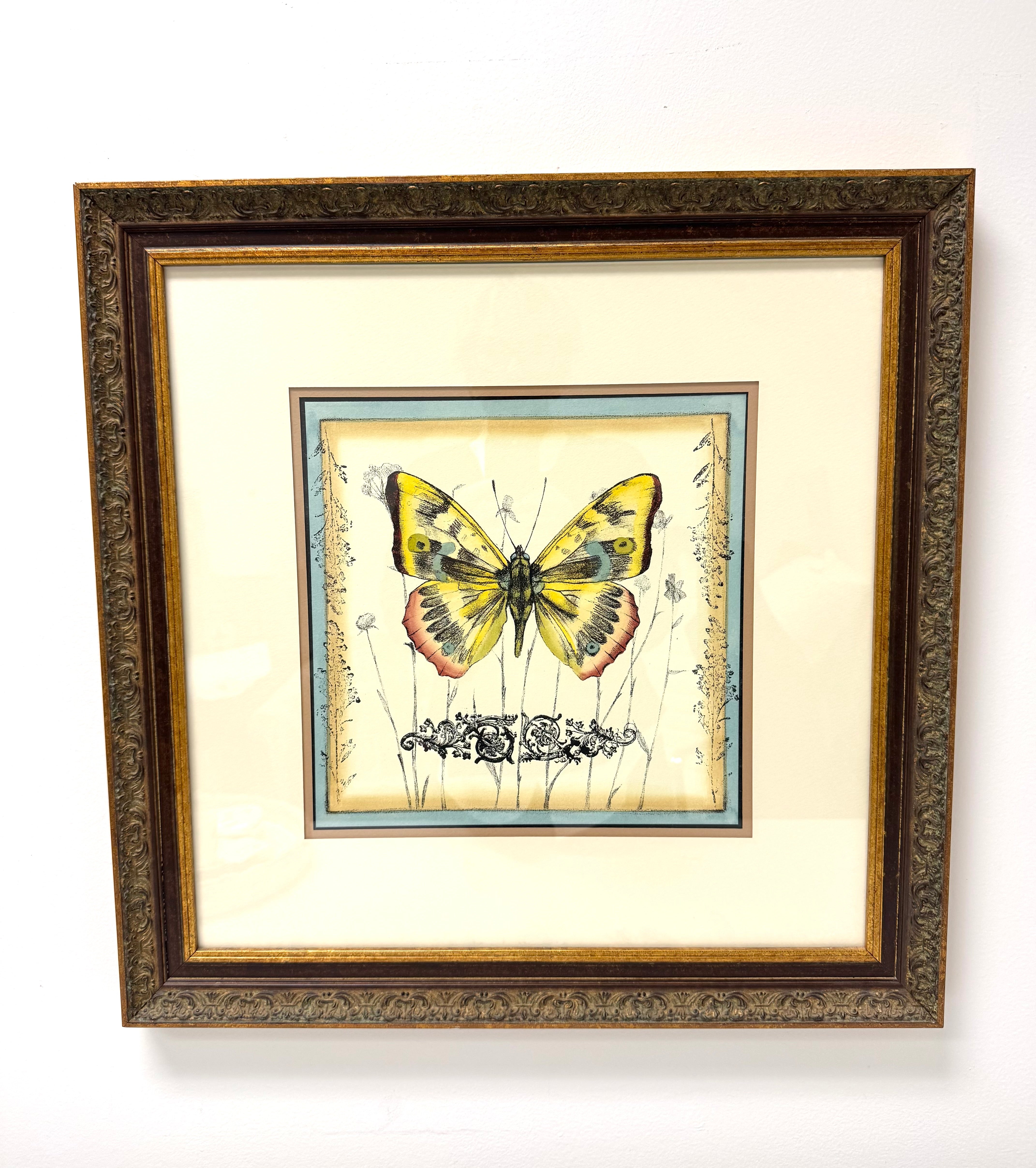 'Butterfly and Wildflowers I' Print