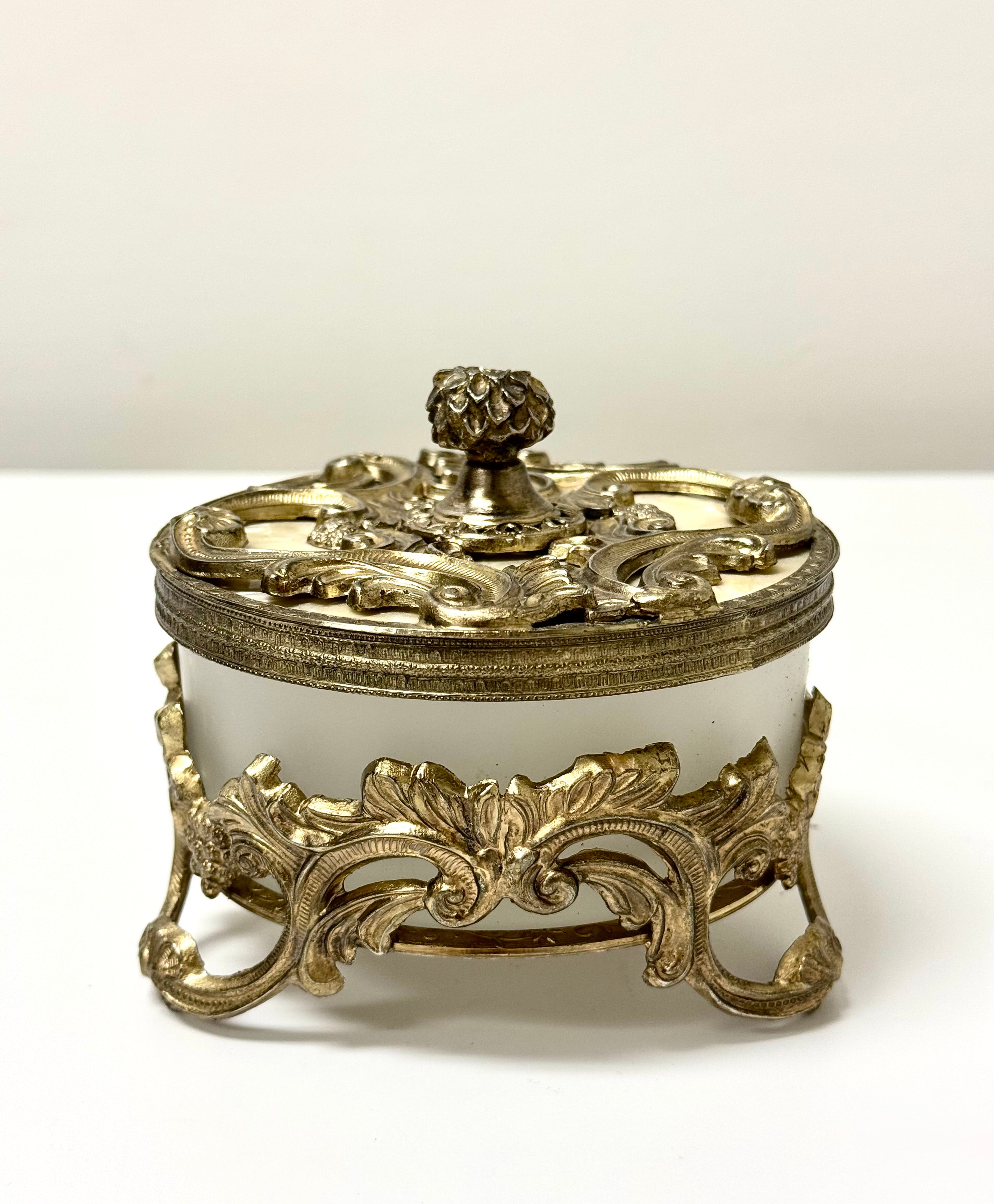 Vintage Brass Rococo Revival Powder Box