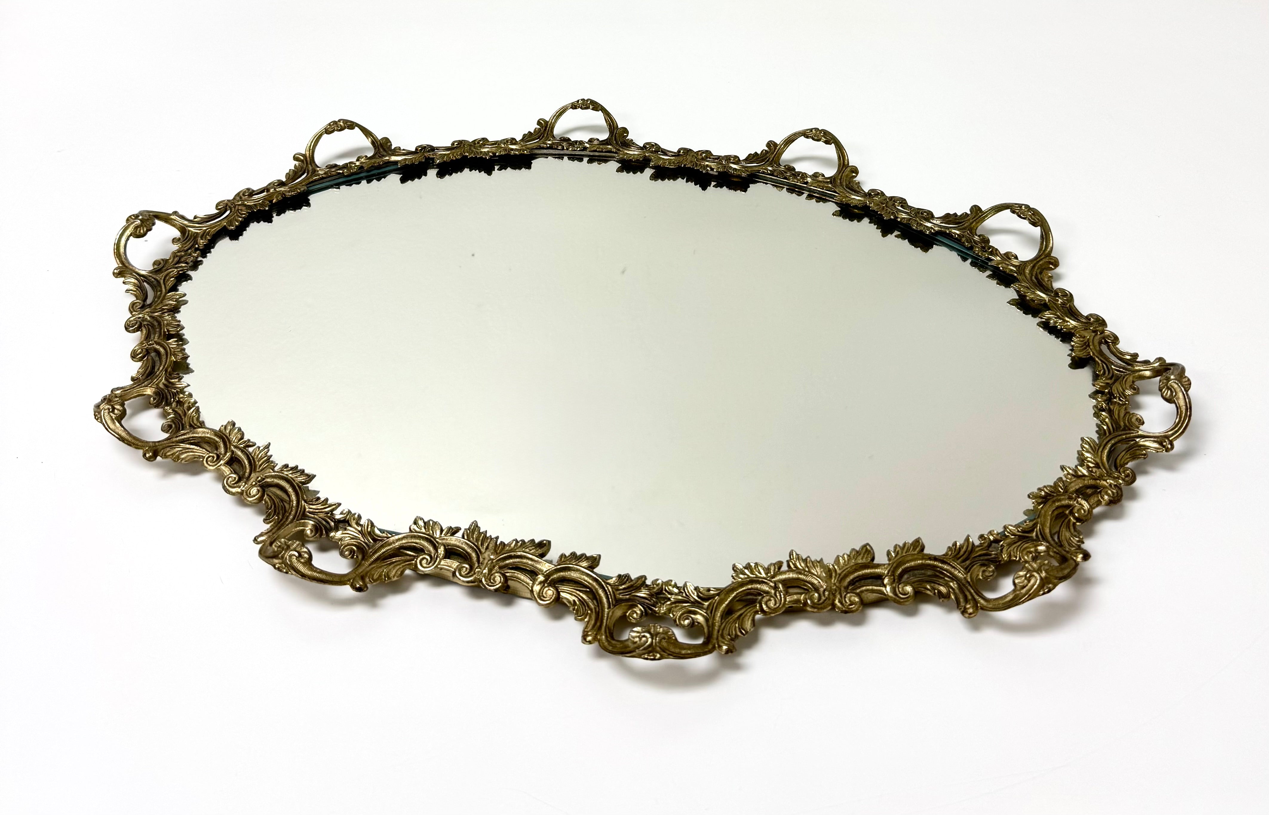 Vintage Rococo Revival Brass Vanity Tray
