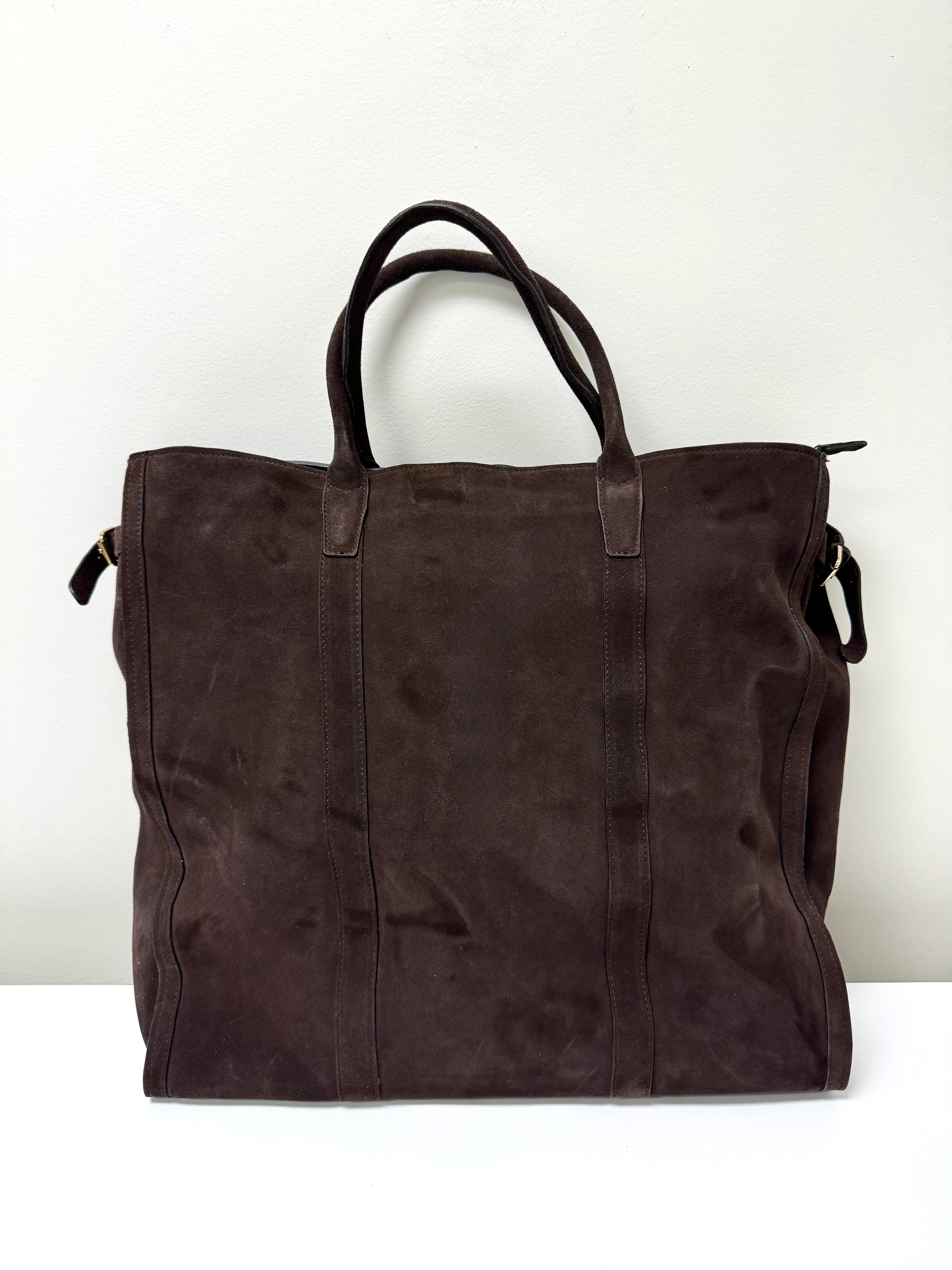 Chocolate Brown Suede Travel Tote