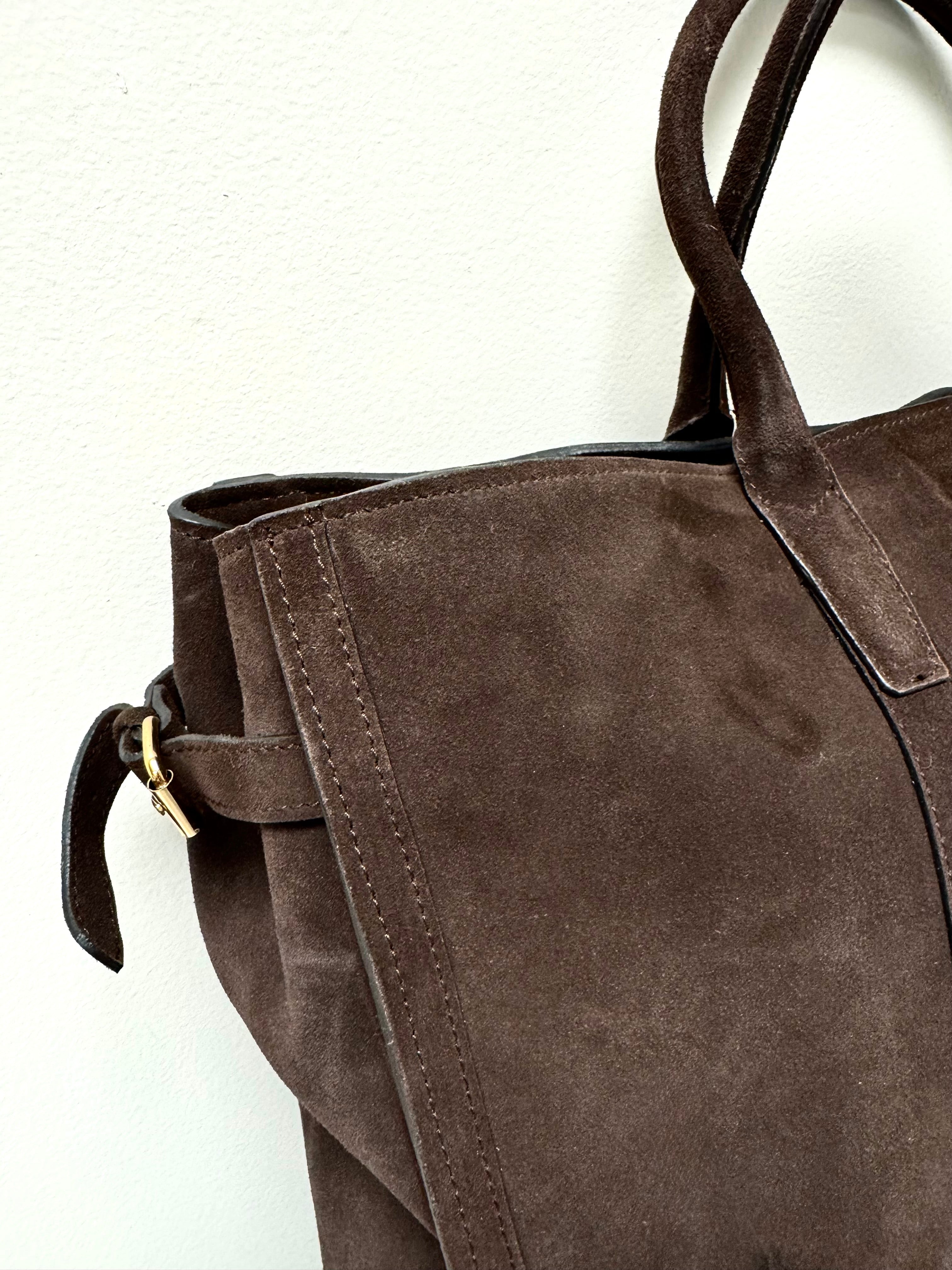 Chocolate Brown Suede Travel Tote