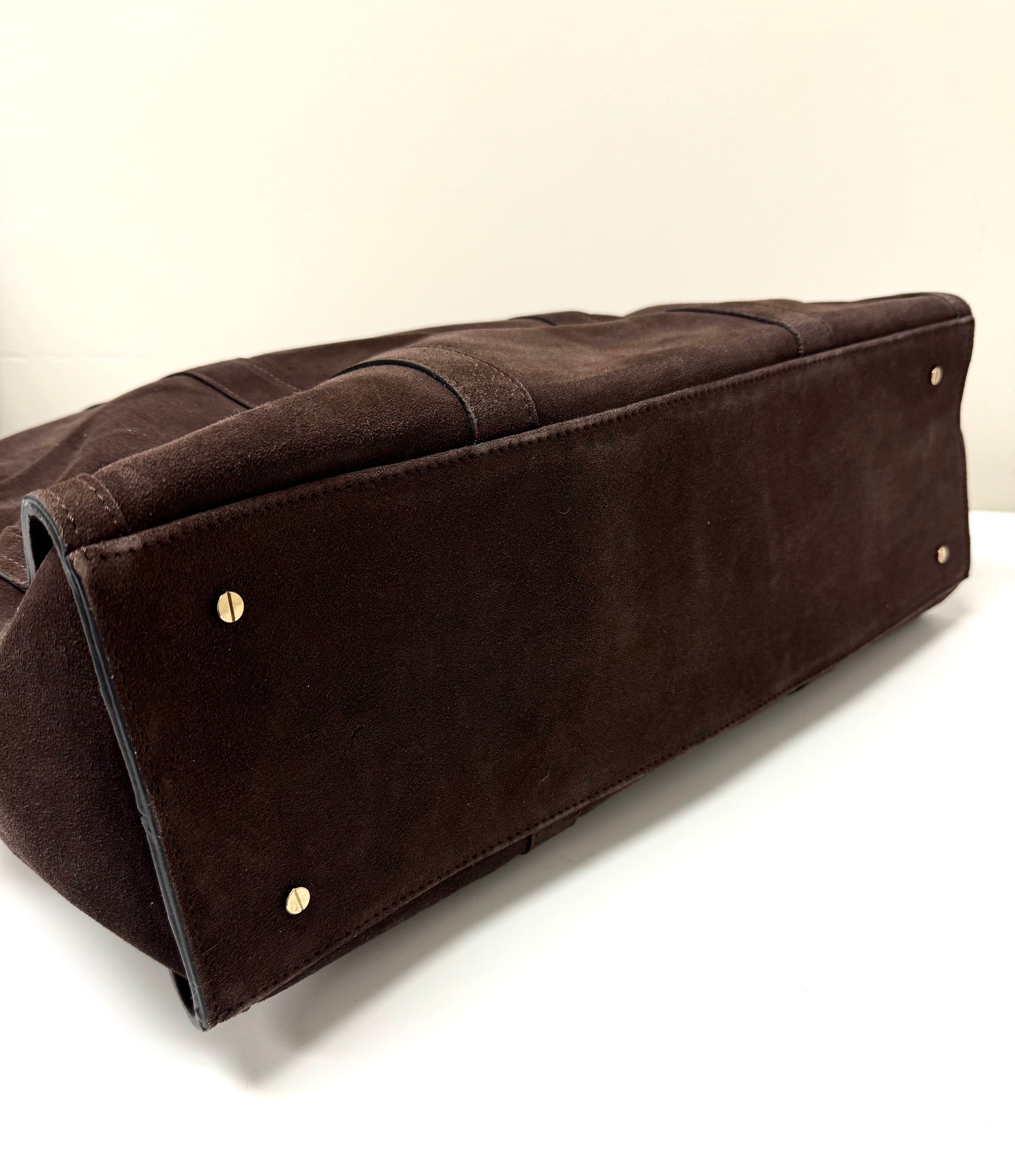 Chocolate Brown Suede Travel Tote