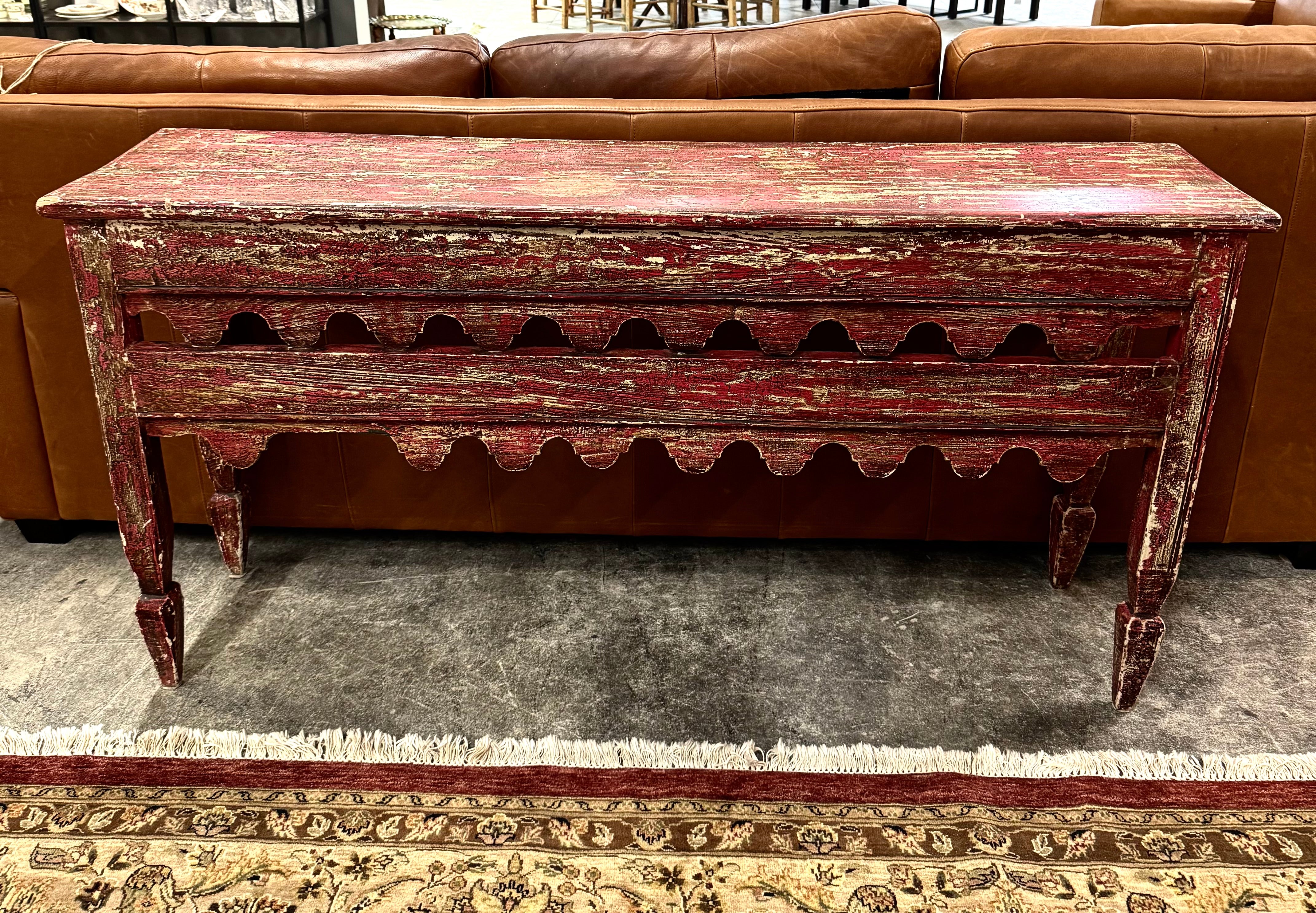 Indonesian Distressed Red Console