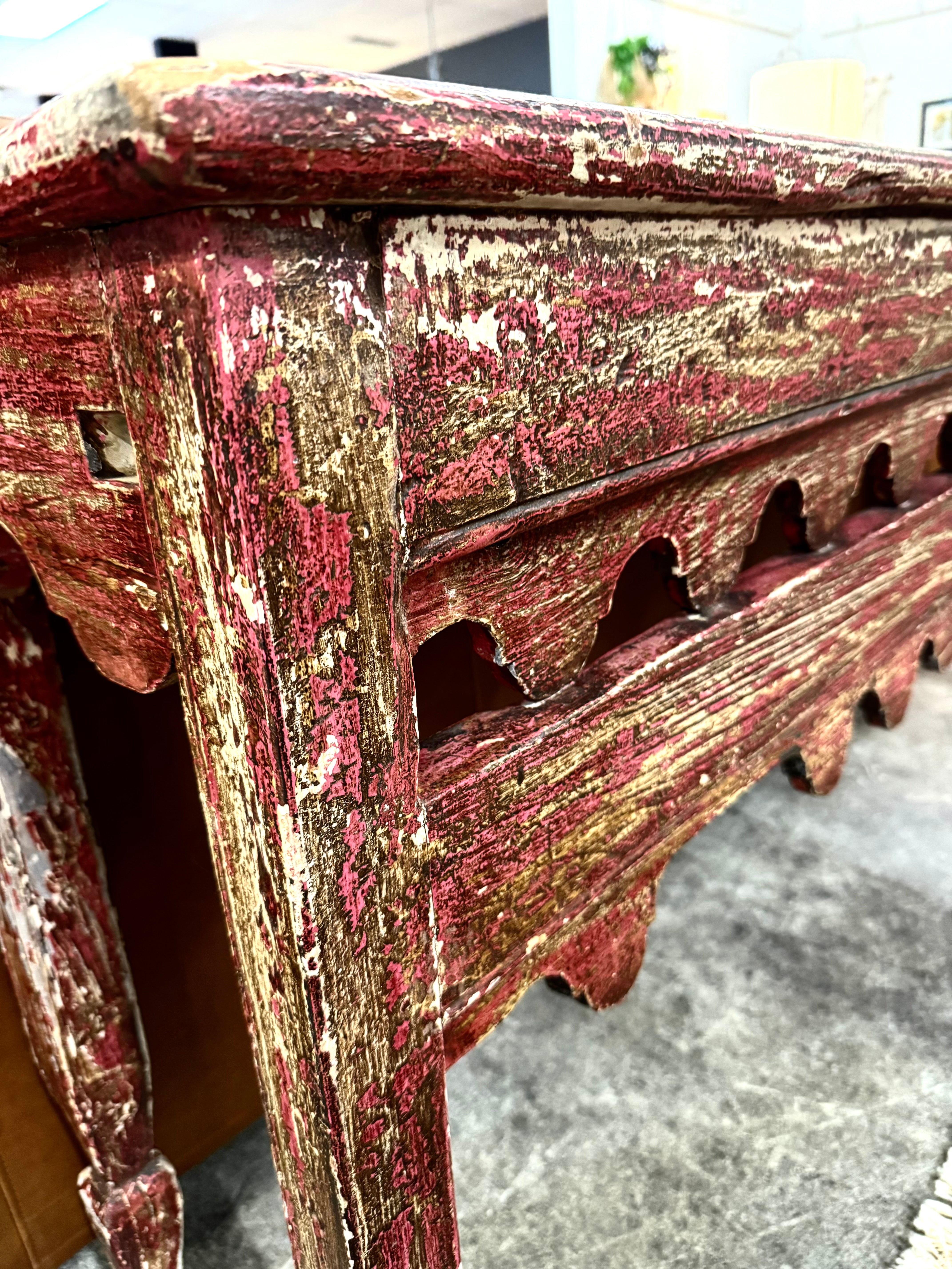 Indonesian Distressed Red Console