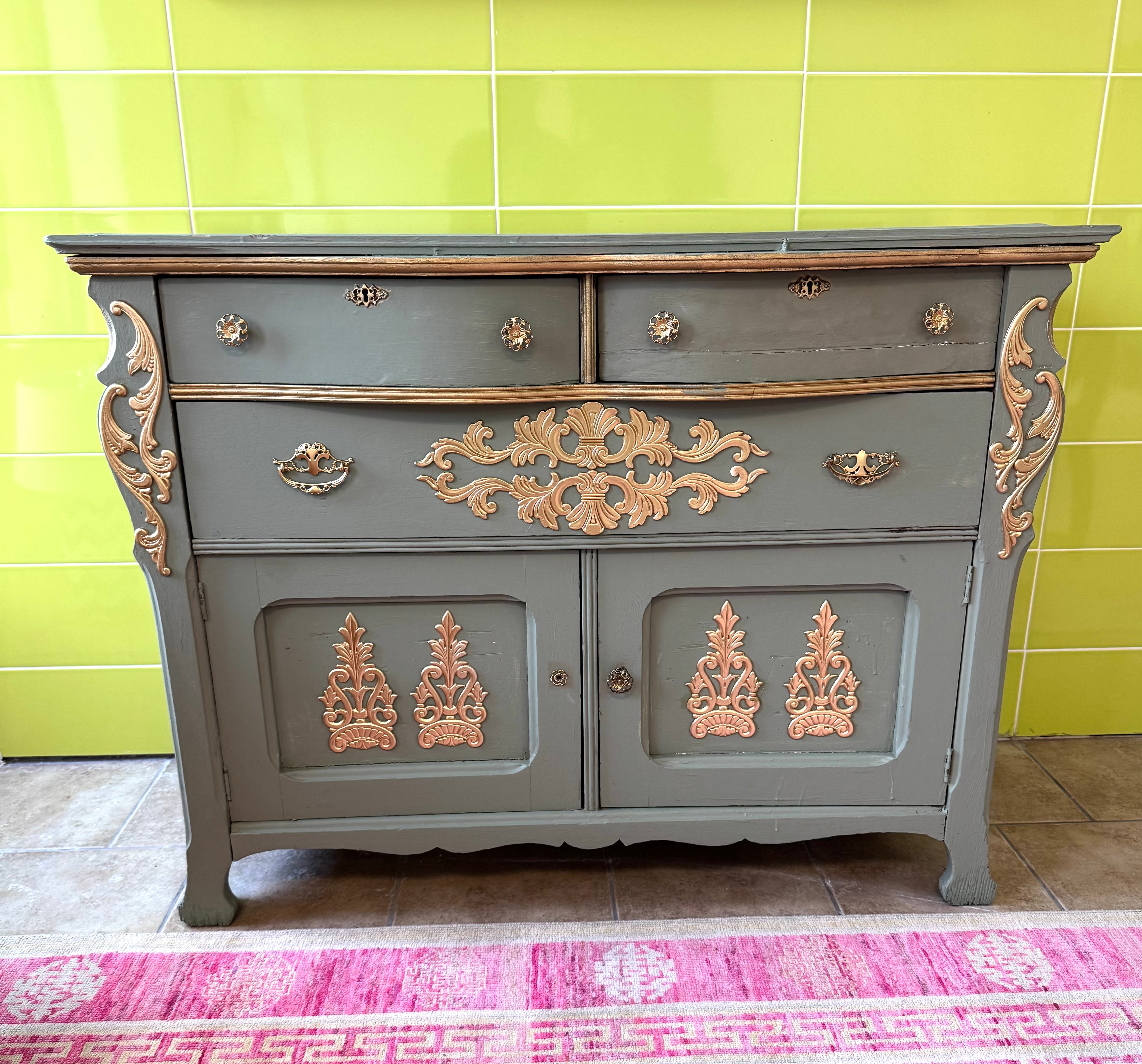 Parisienne Muddy Blue Green Cabinet