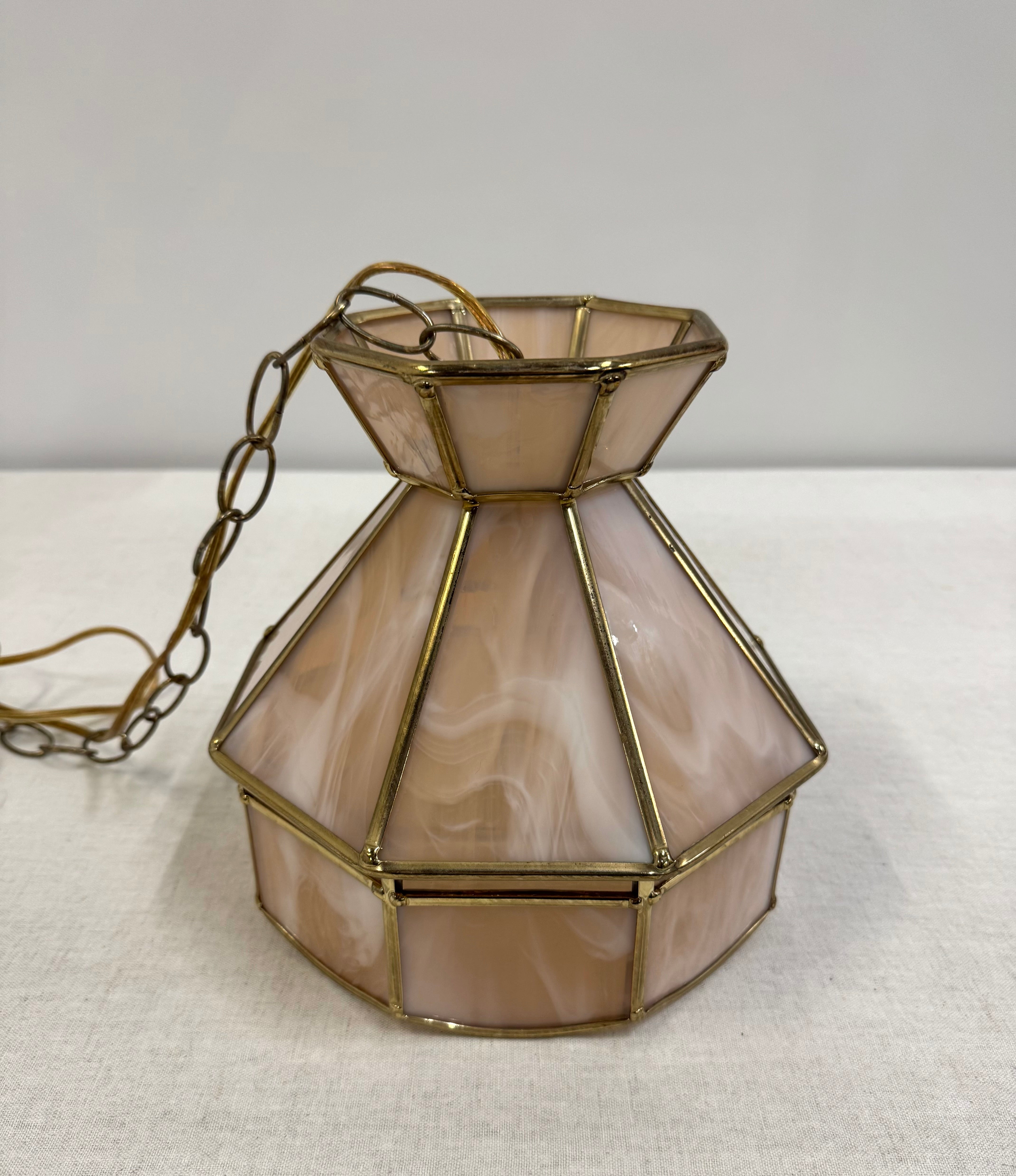 Vintage Pink Opal Glass Hanging Light