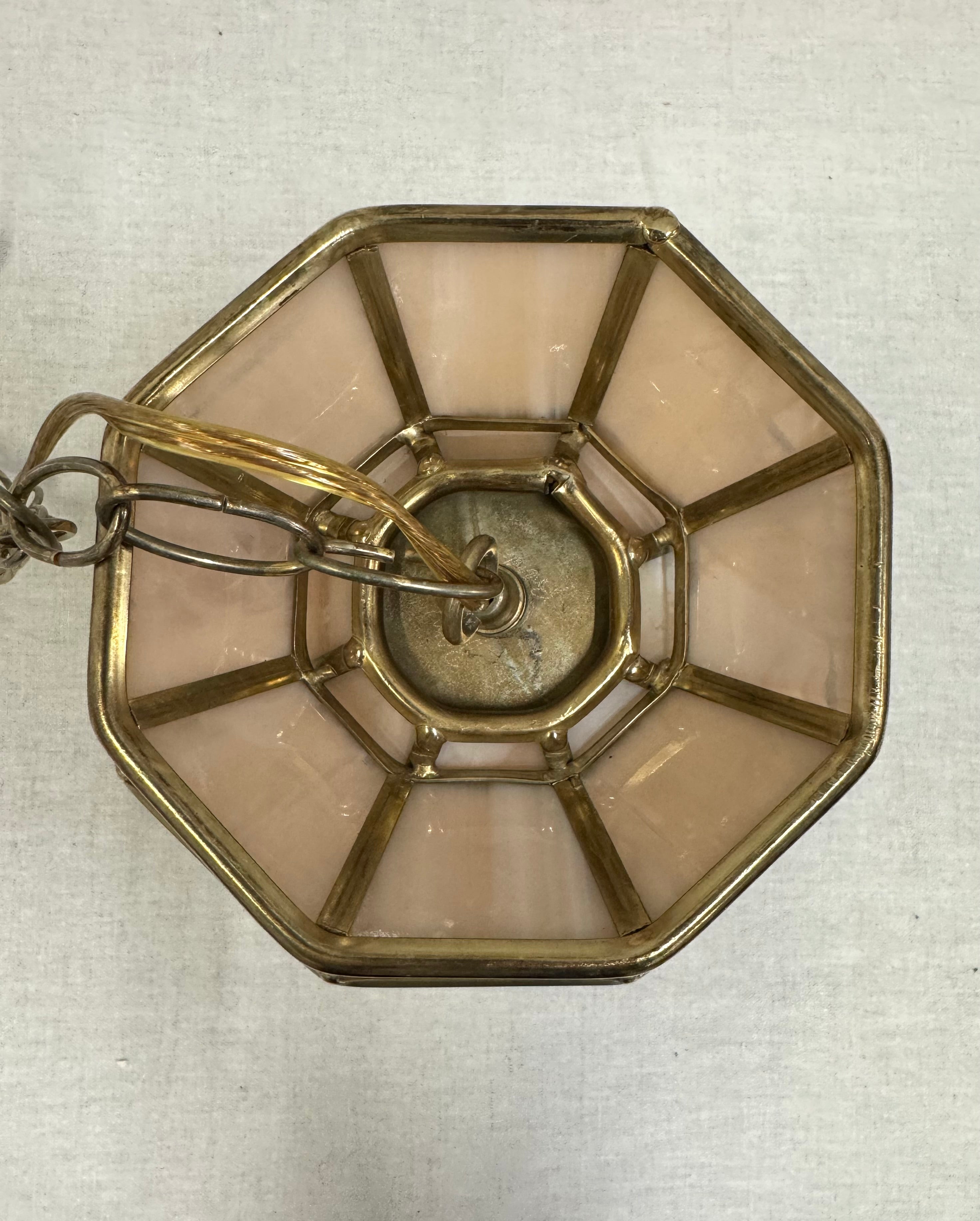 Vintage Pink Opal Glass Hanging Light