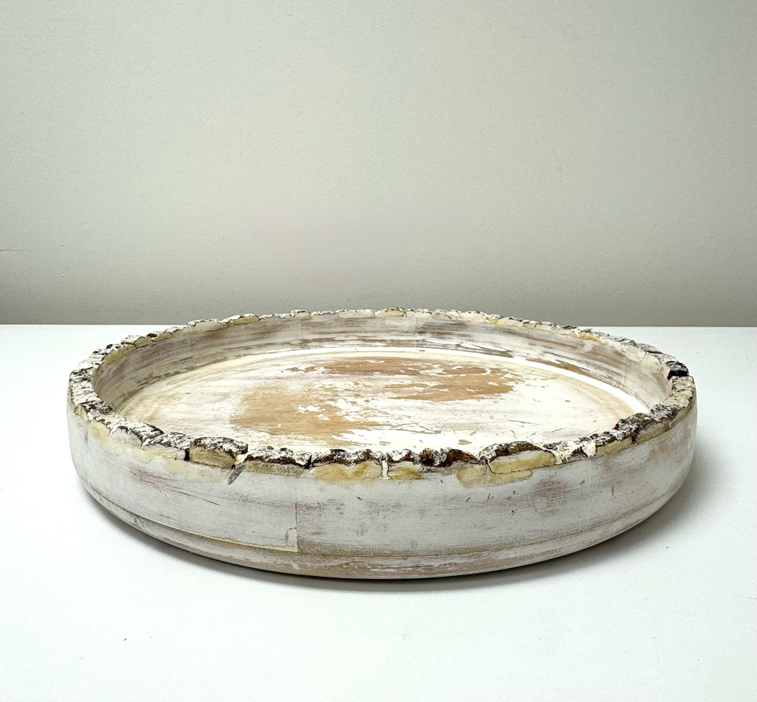 Distressed Whitewashed Wood 14" Tray