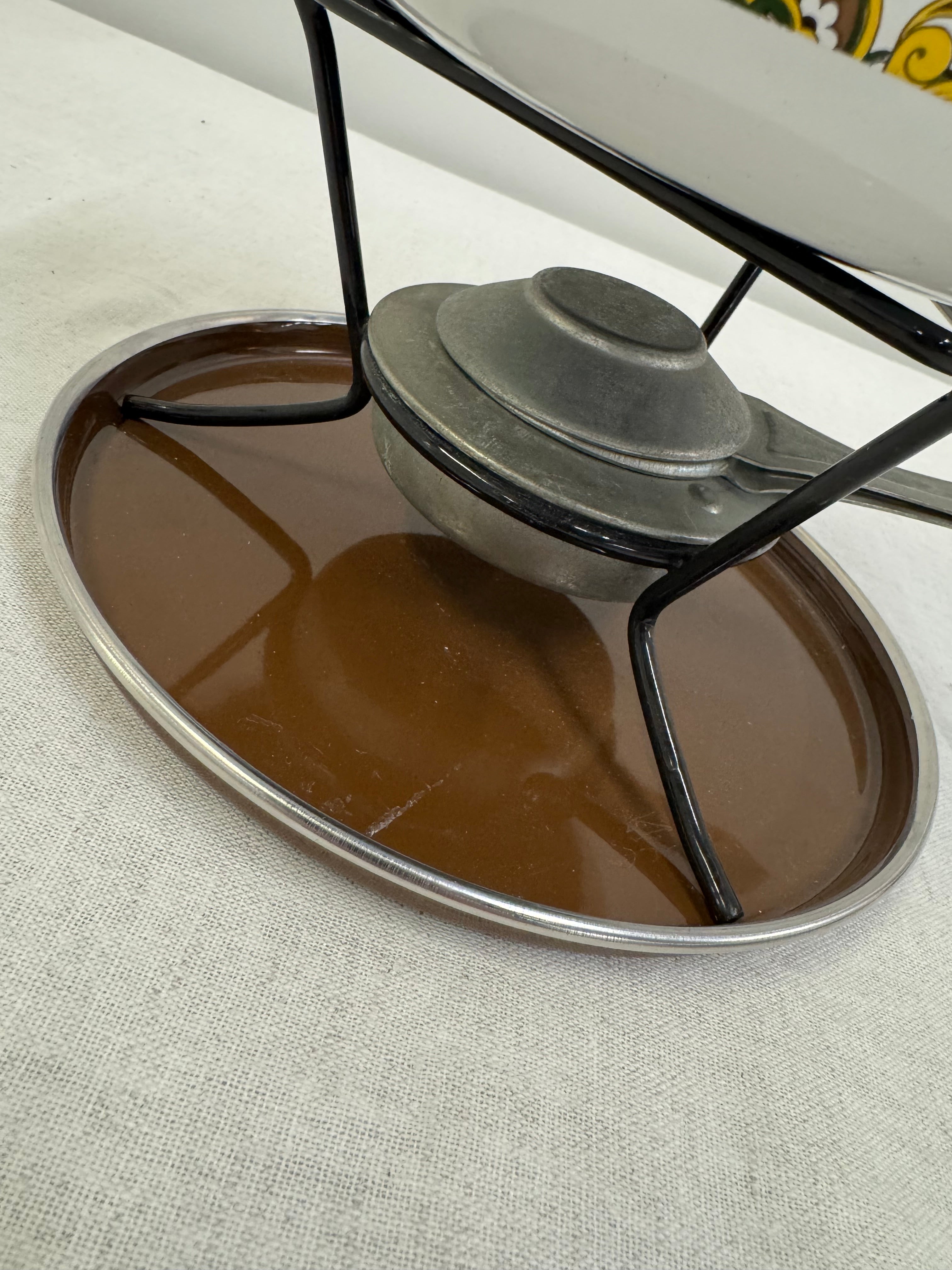 Vintage Paisley Fondue Set