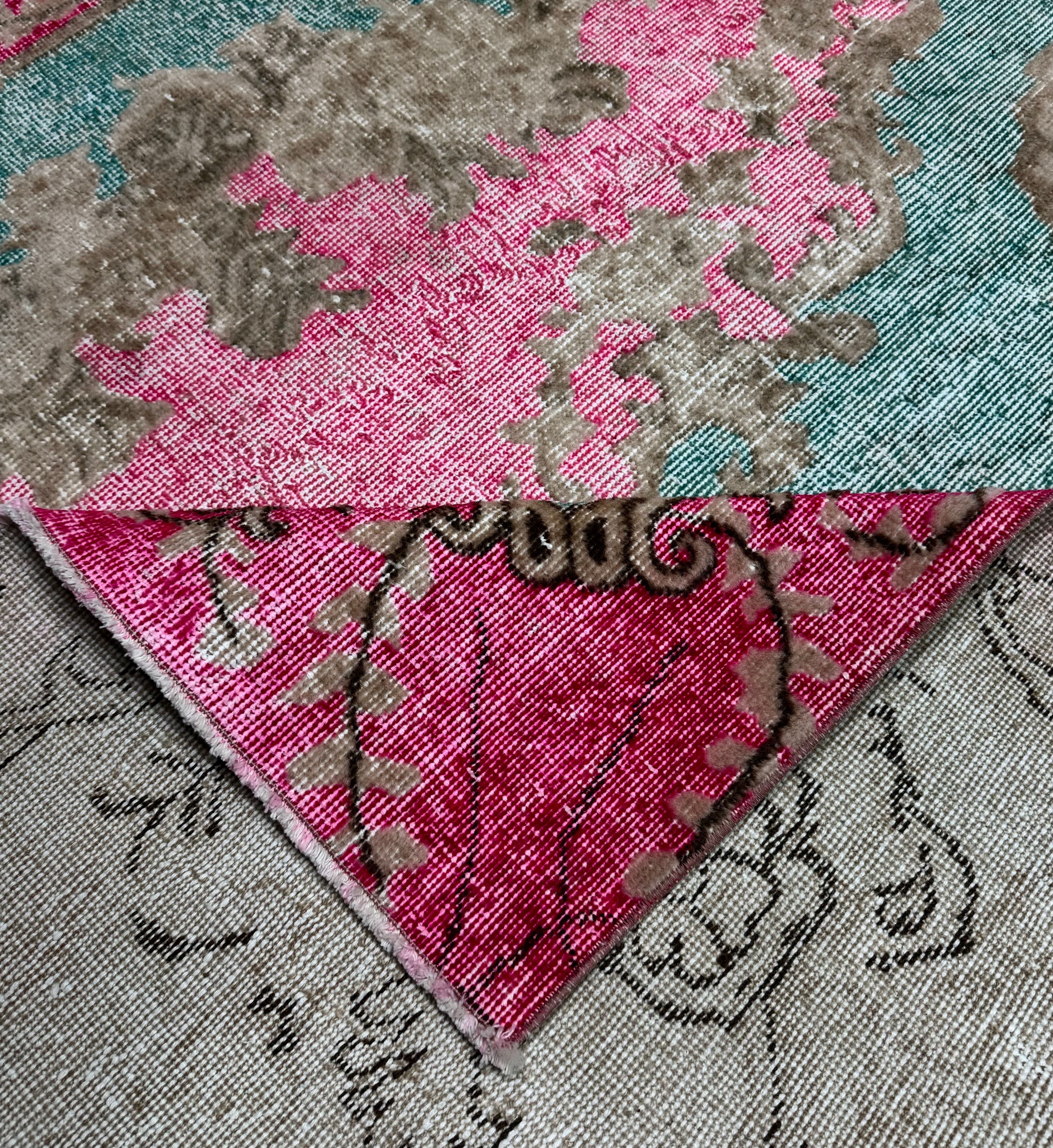 Vintage Turkish Over-dyed Pink Rug