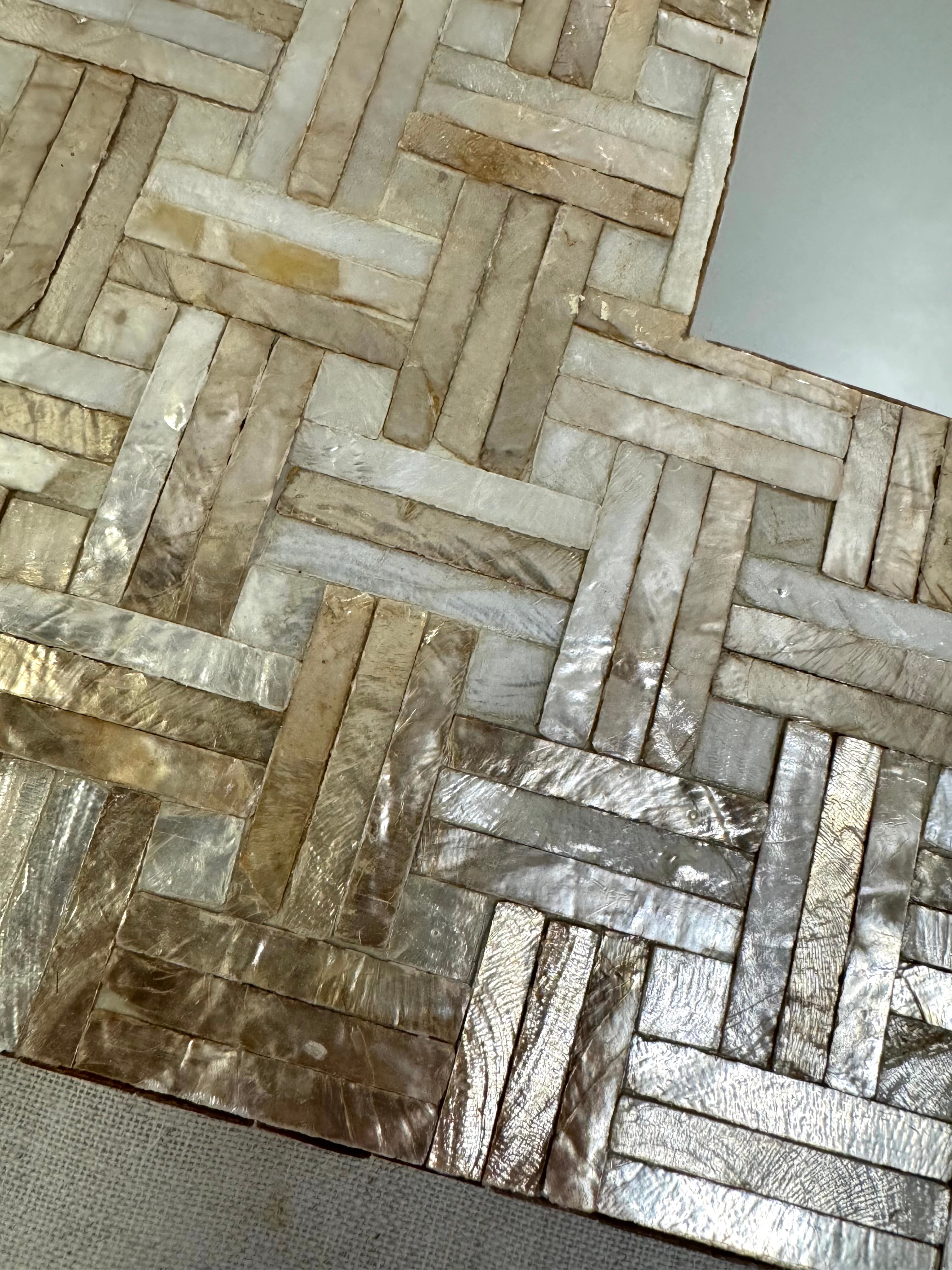 Basketweave Mother-of-Pearl 16" Mirror