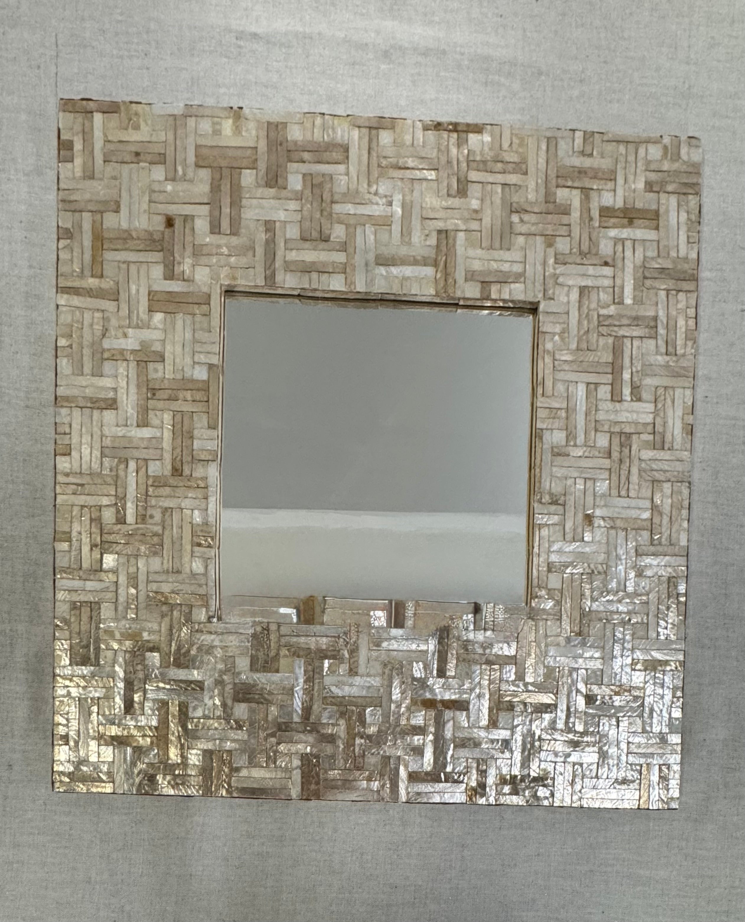 Basketweave Mother-of-Pearl 16" Mirror