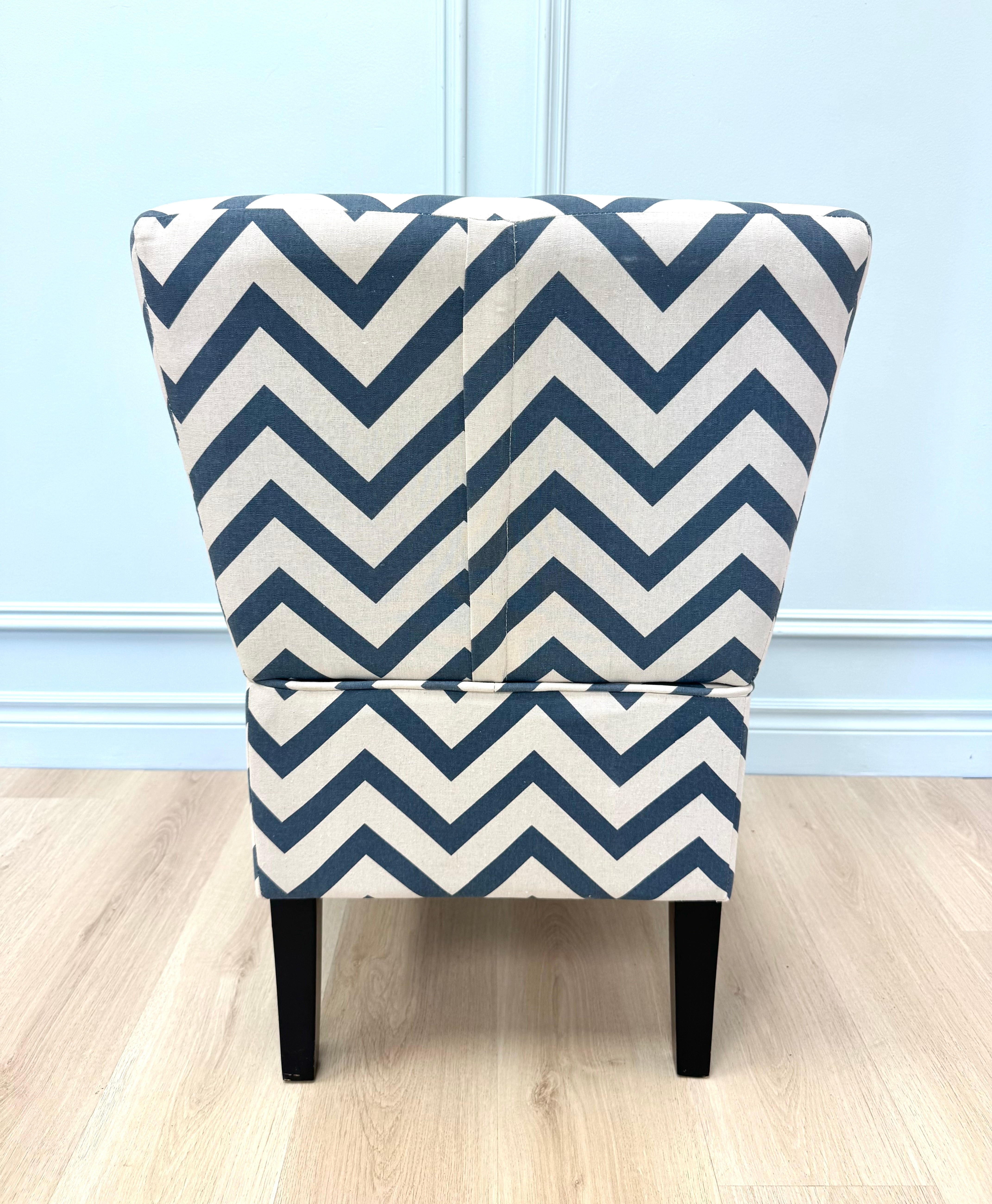 Slate Blue Chevron Slipper Chair