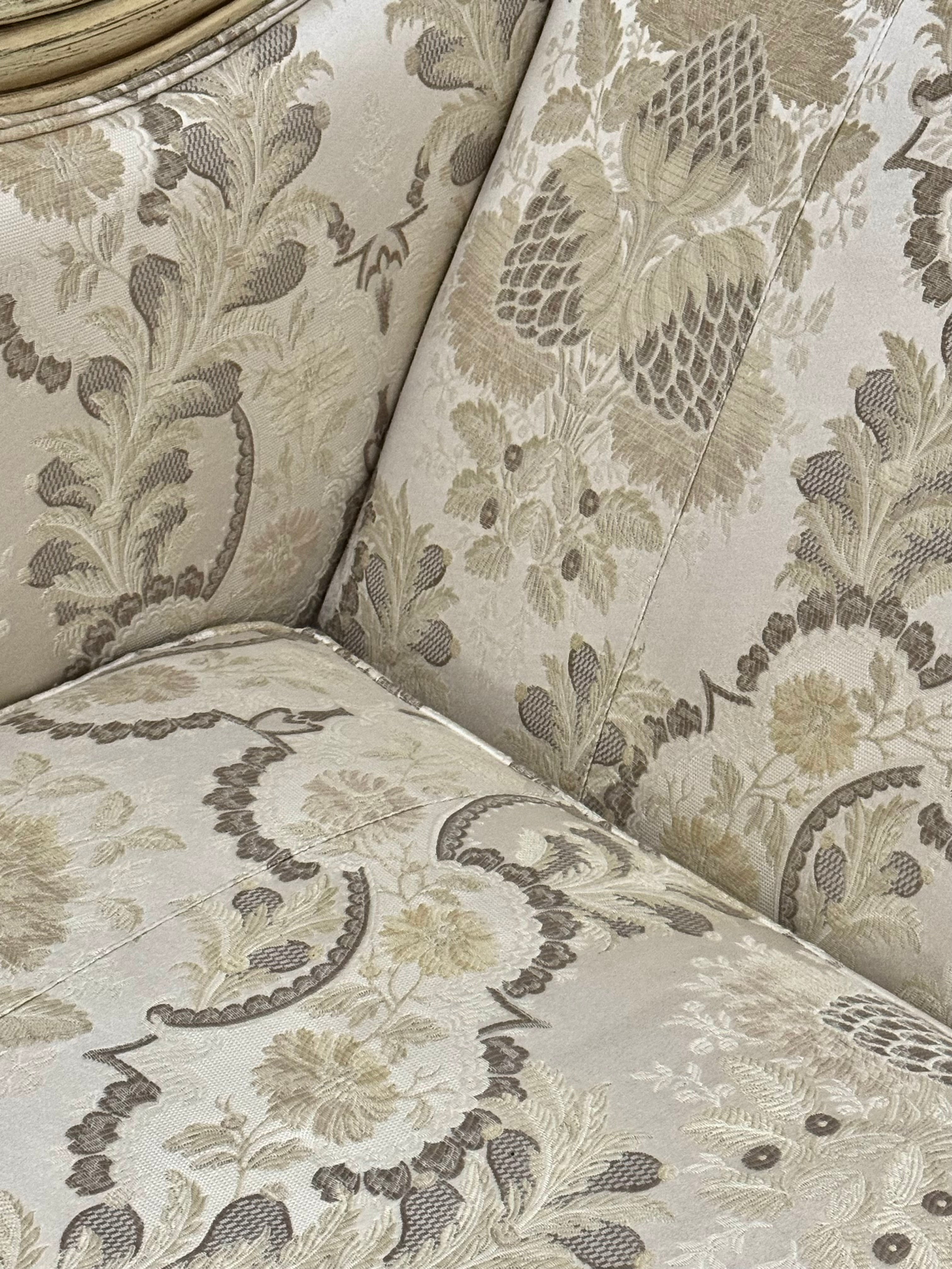 Custom LILLIAN AUGUST Cream Damask 74" Sofa