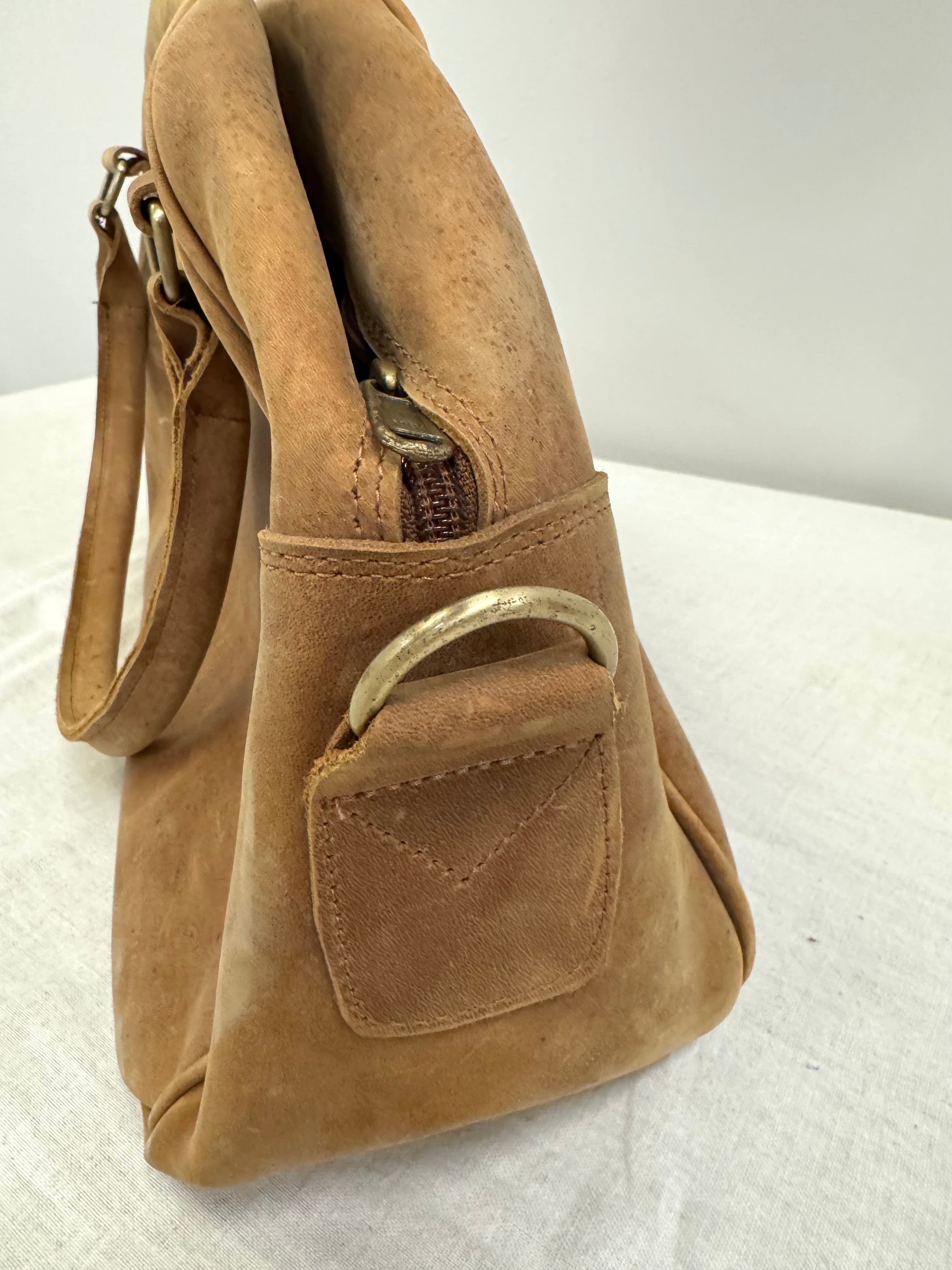 Vintage Saddle Brown Leather Duffel Bag