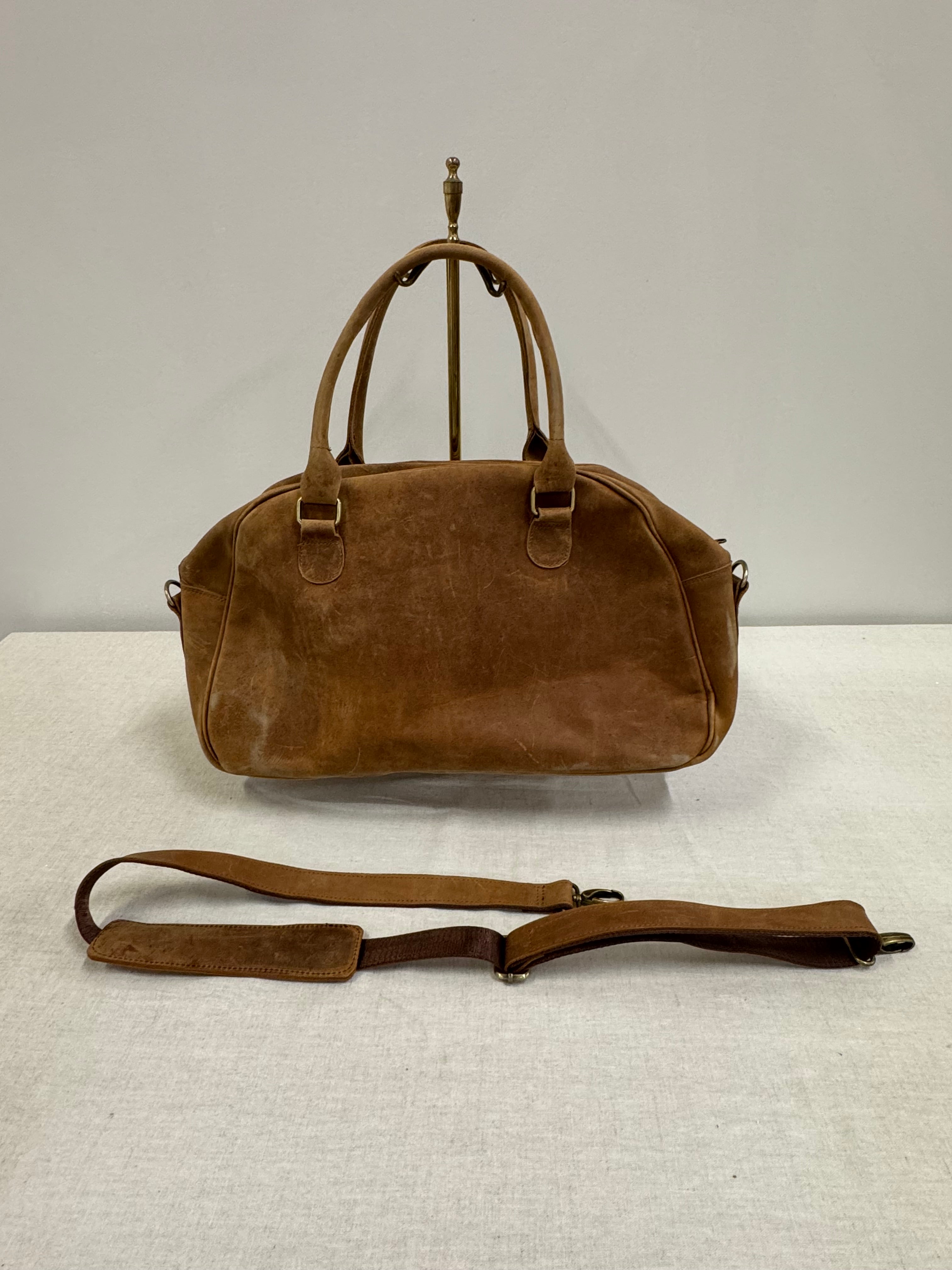 Vintage Saddle Brown Leather Duffel Bag