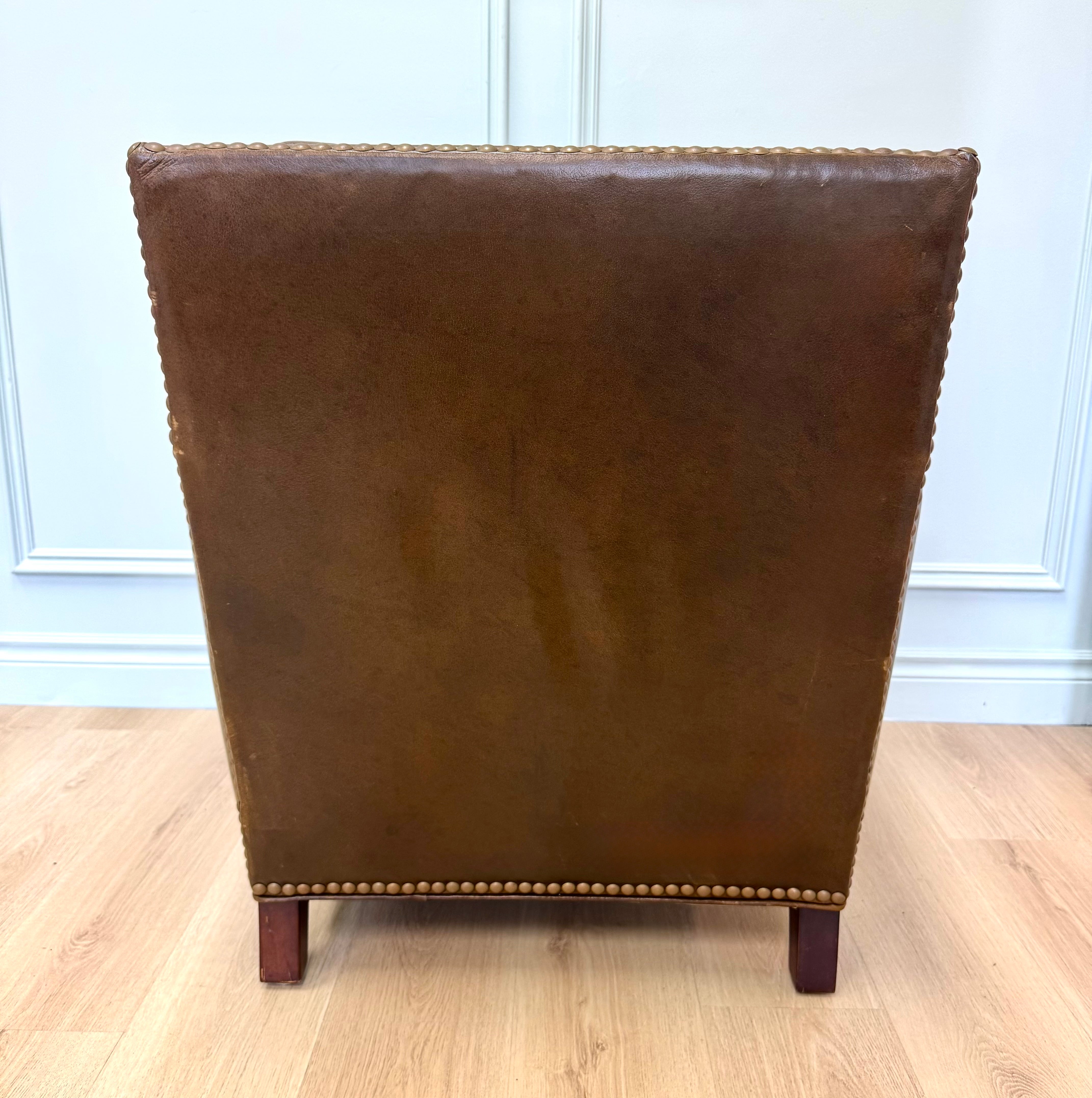 ELTE Burnished Brown Leather Chair