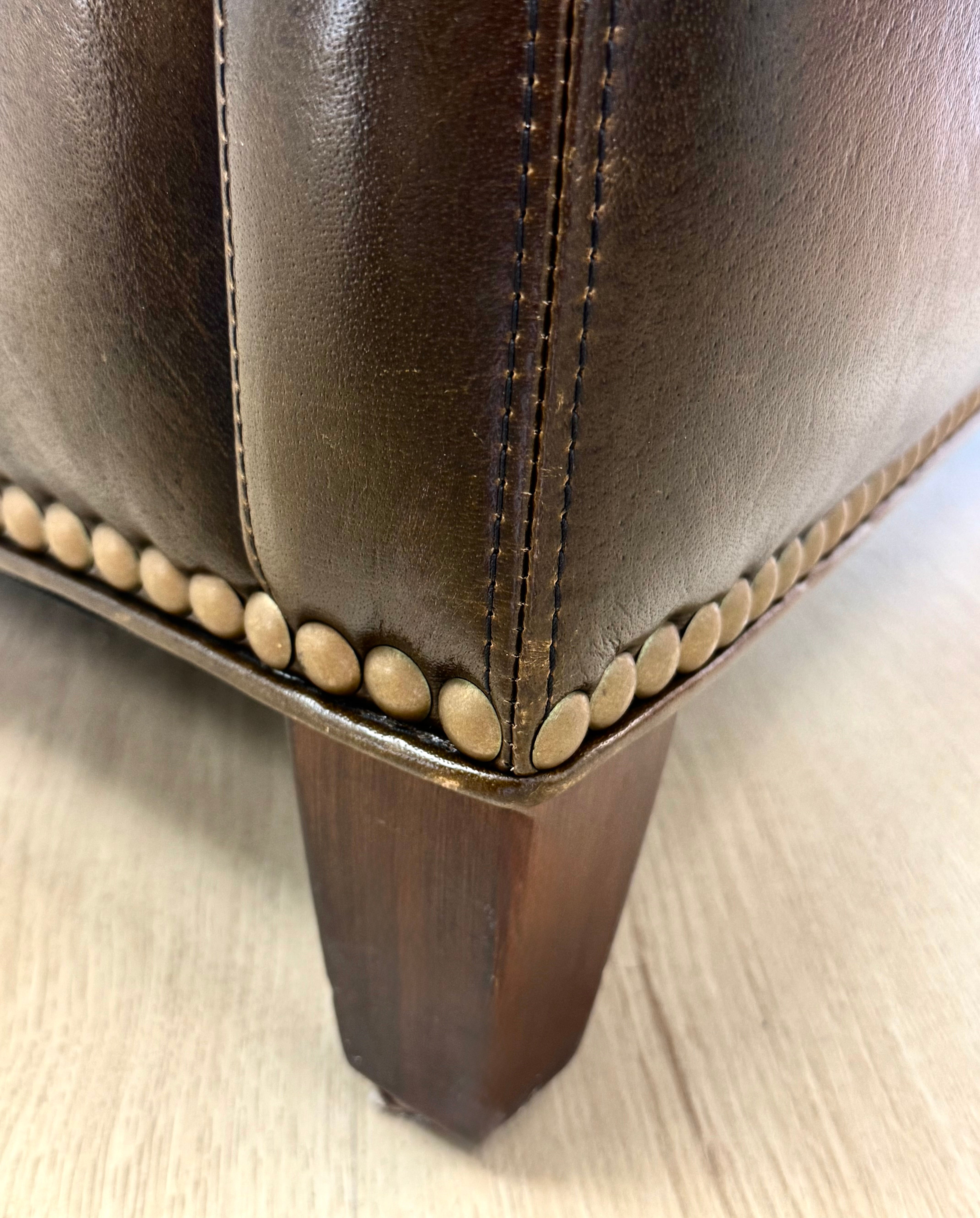 ELTE Burnished Brown Leather Chair