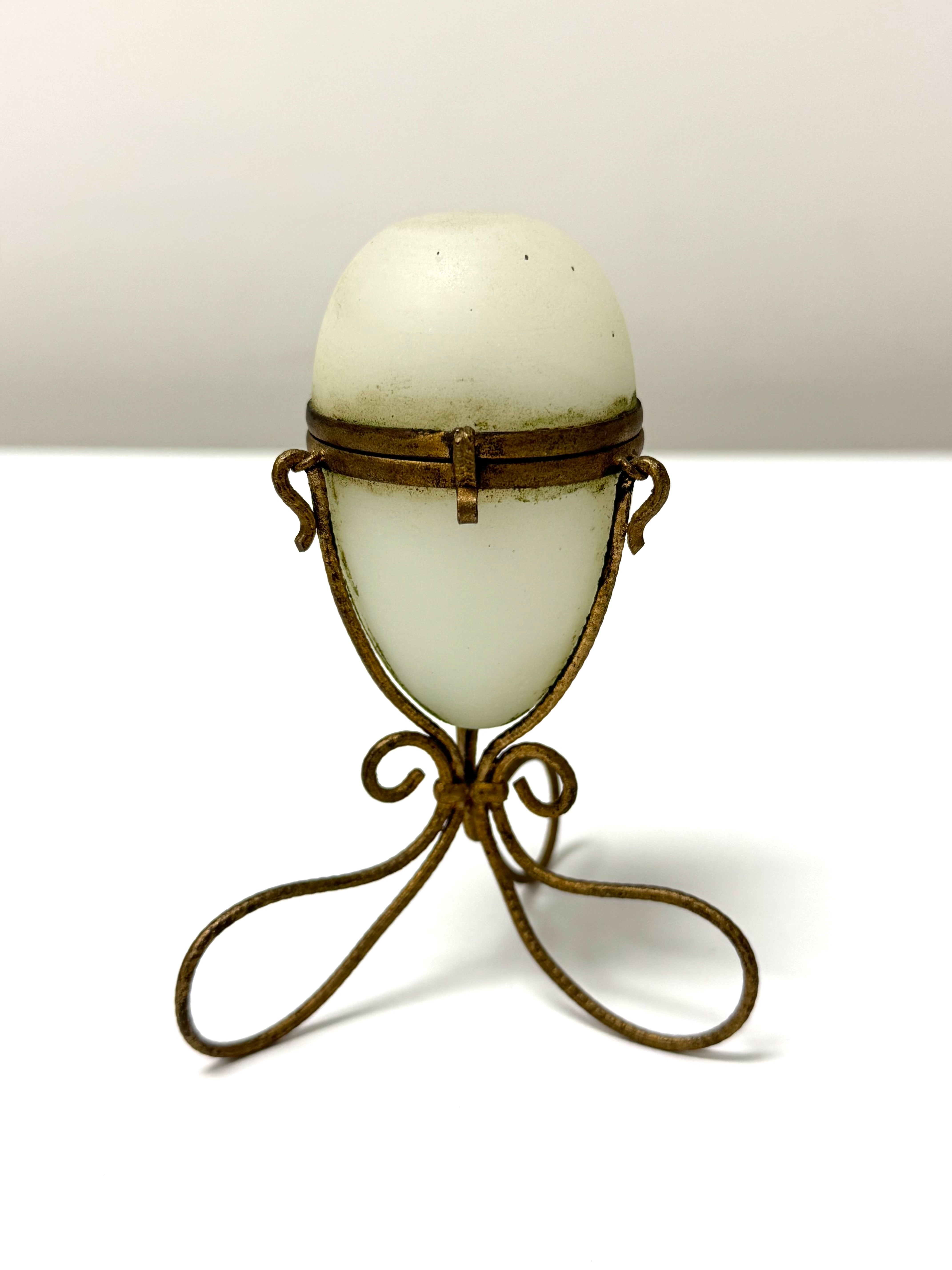 Antique French Opaline Glass Egg Casket