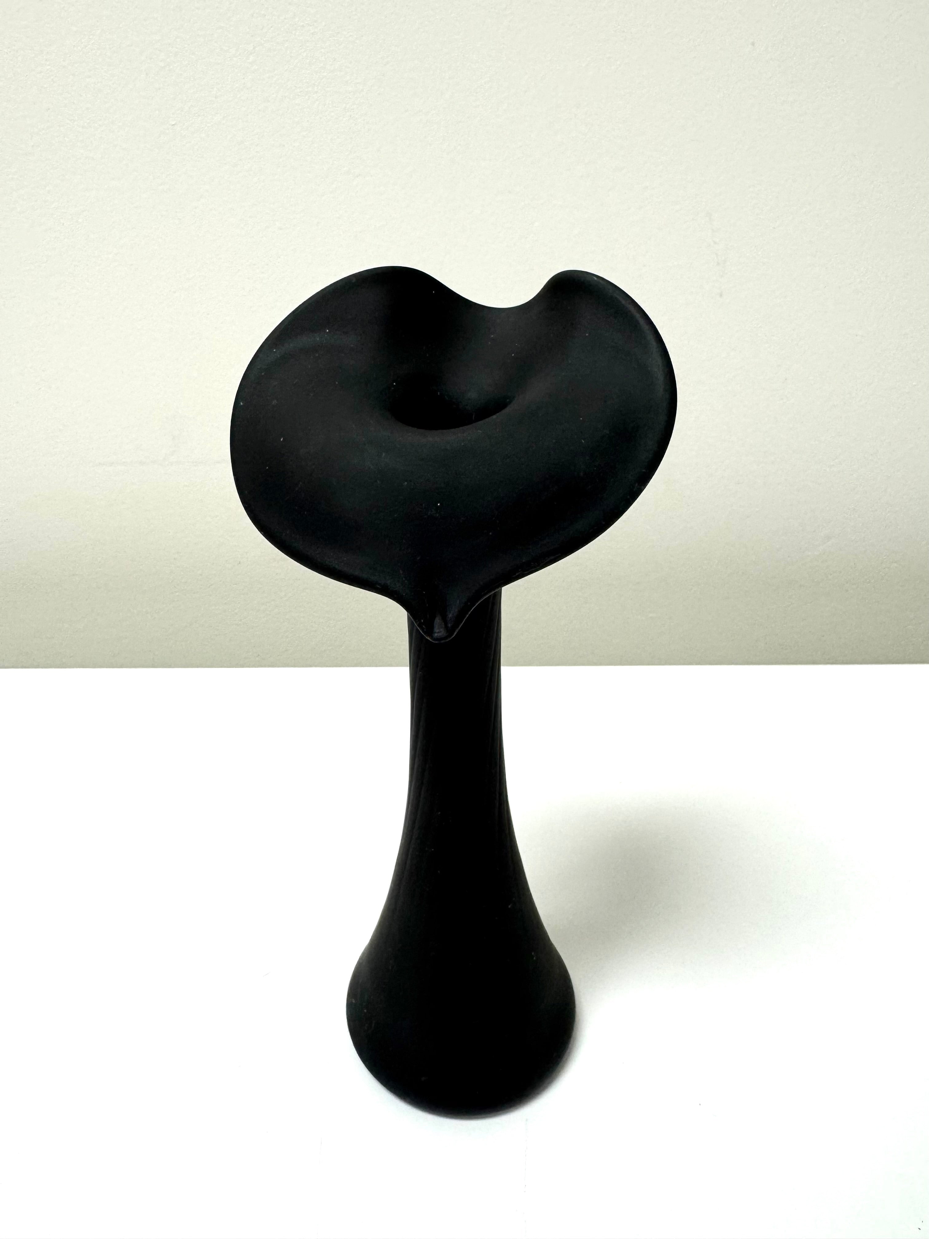 Satin Black Glass Jack in the Pulpit 8" Vase