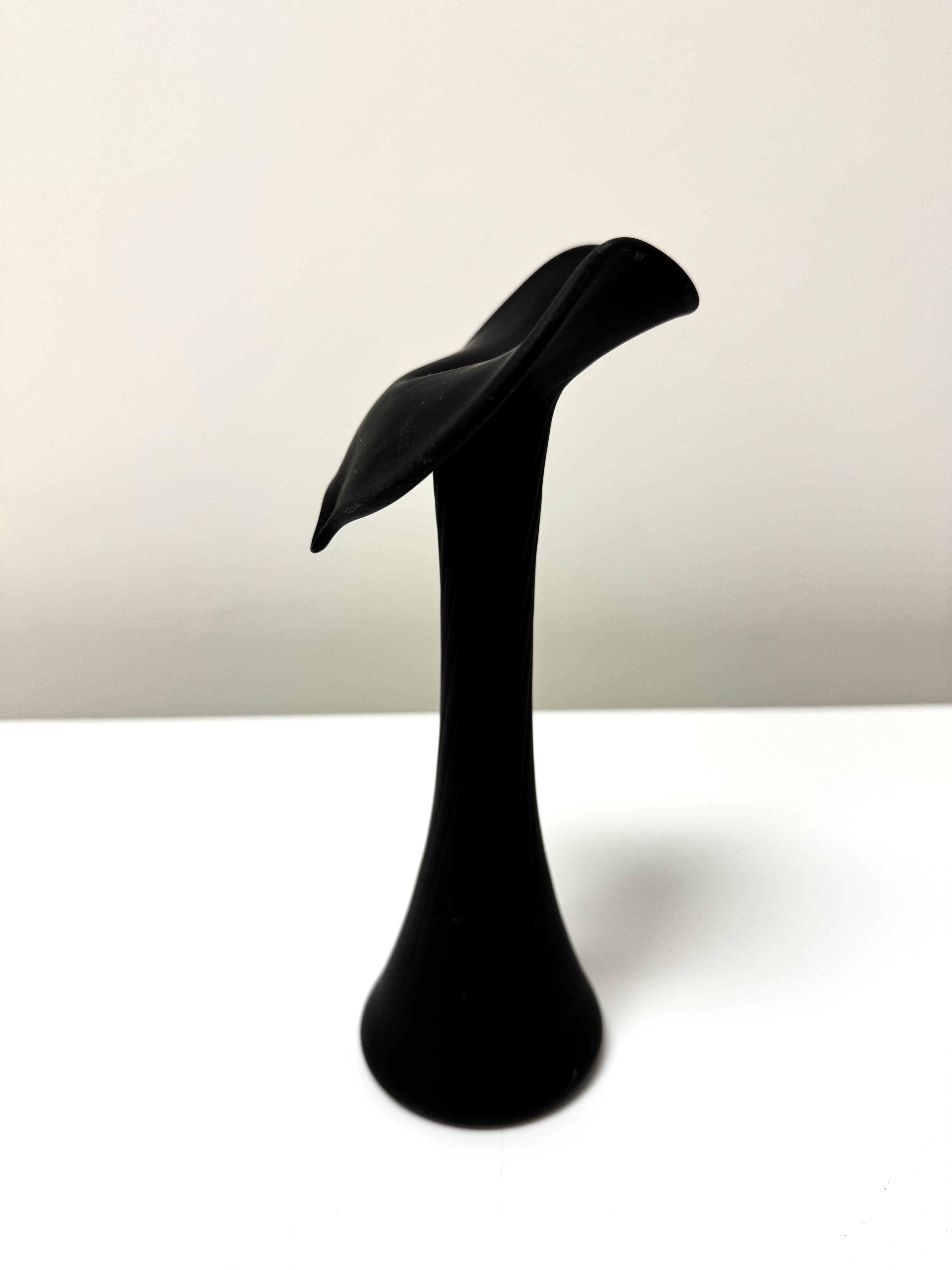 Satin Black Glass Jack in the Pulpit 8" Vase