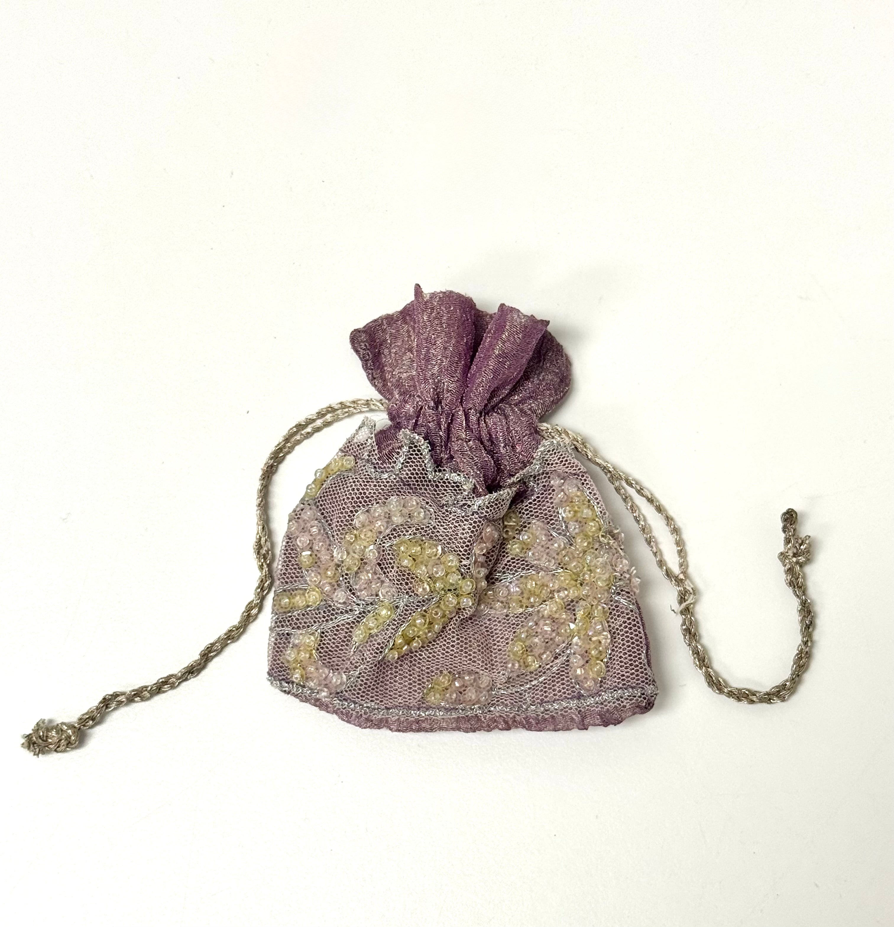 Vintage Lavender Beaded Pouch