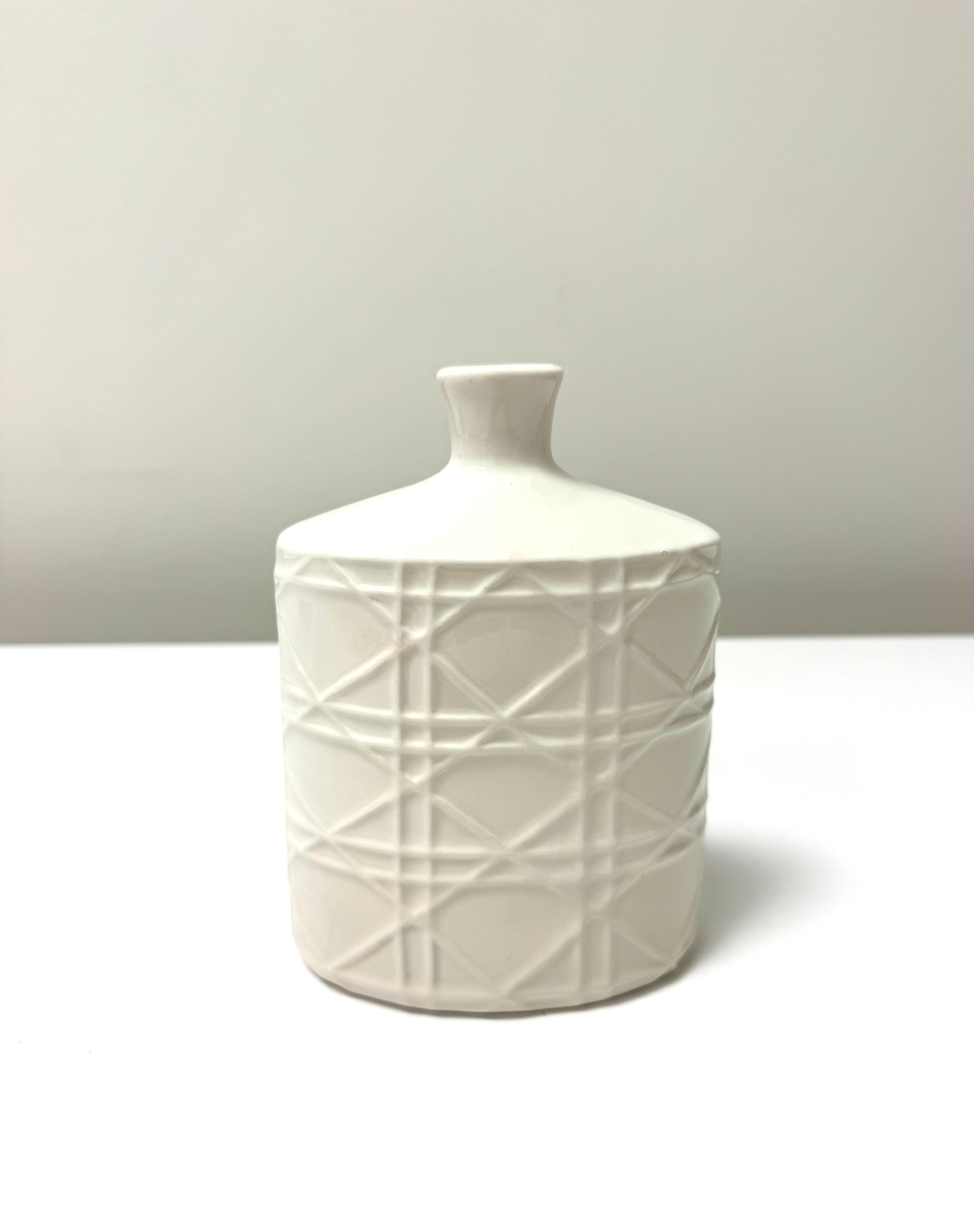 White Ceramic Lattice 6" Bud Vase