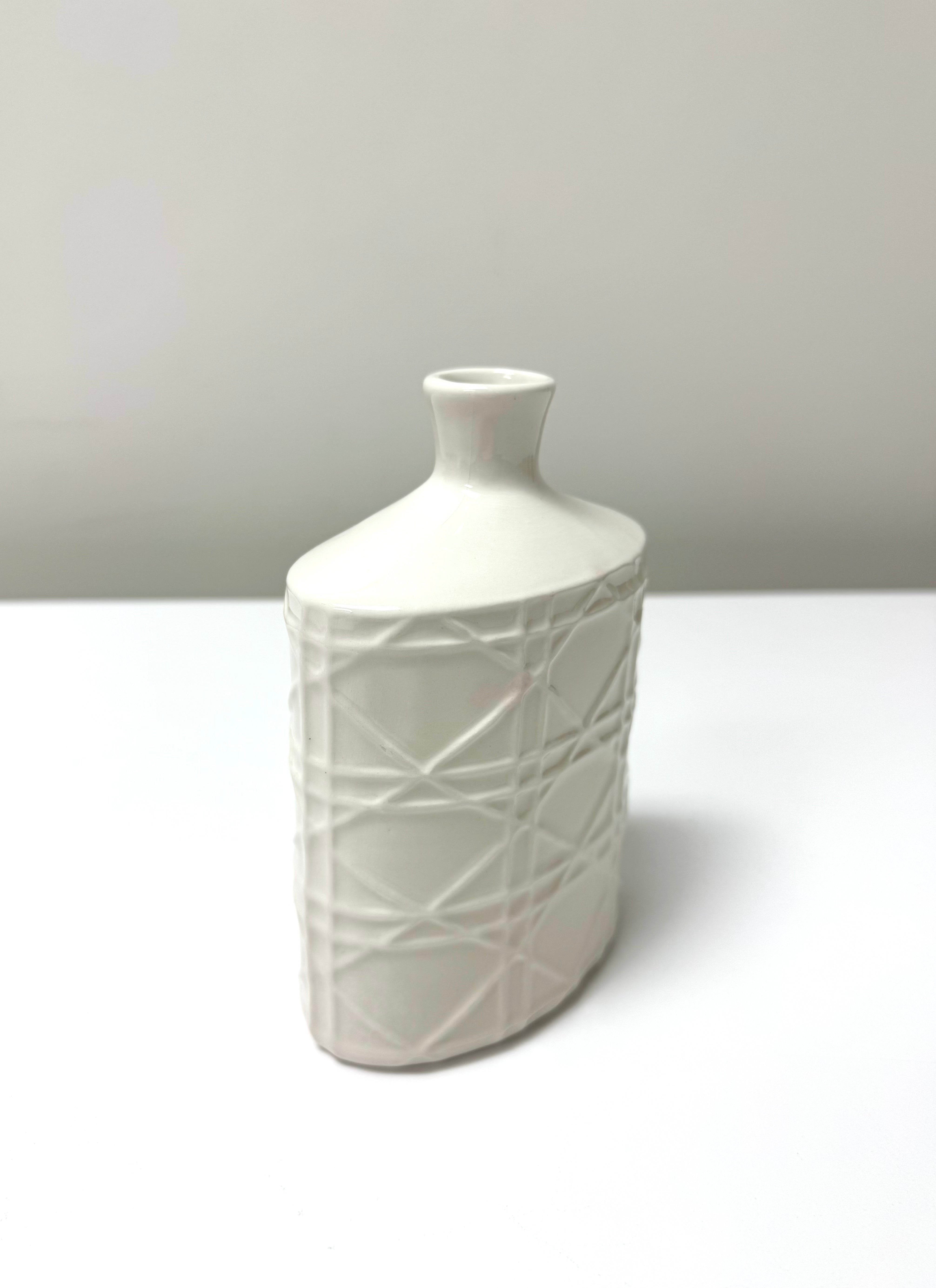 White Ceramic Lattice 6" Bud Vase