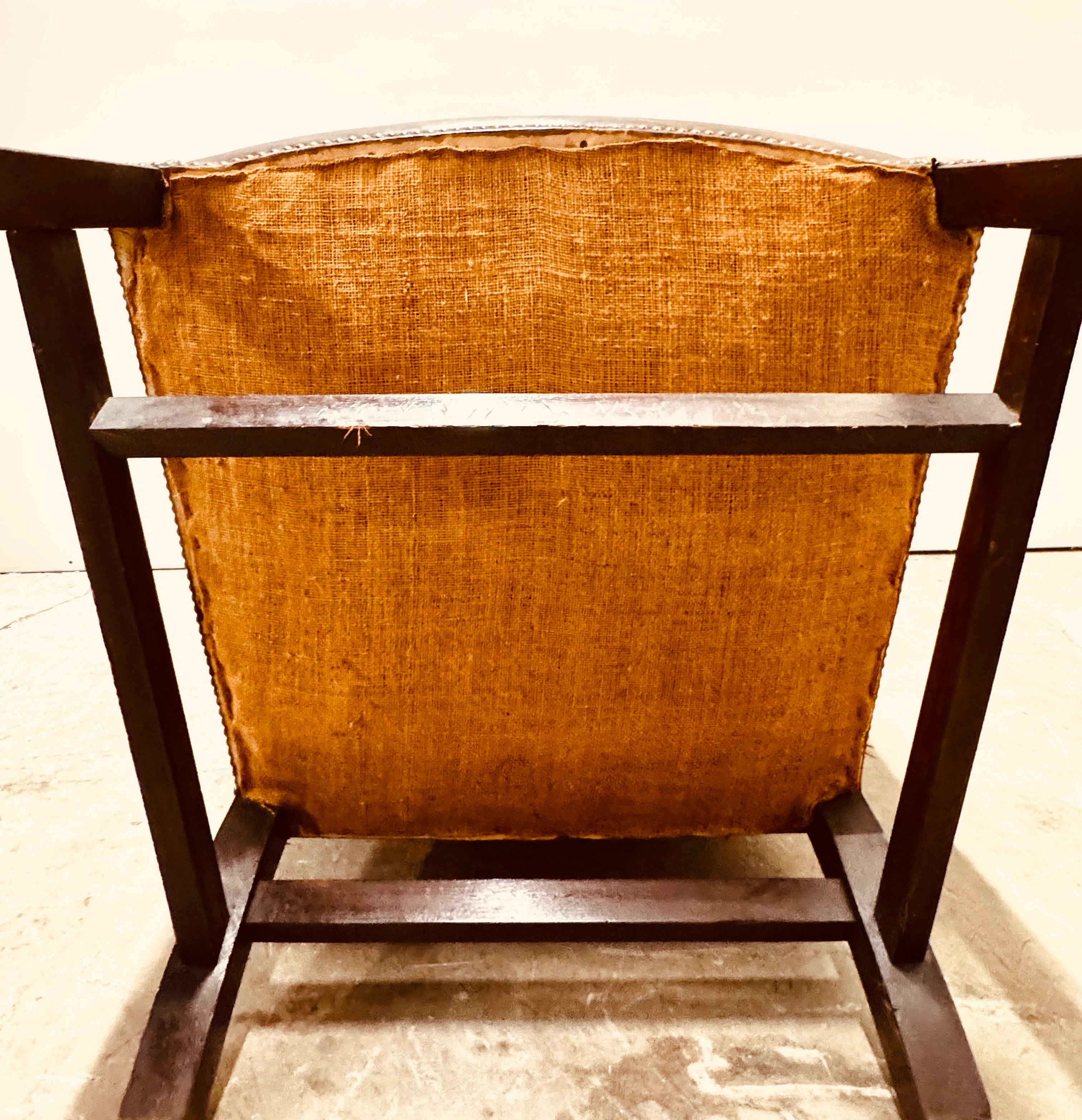 Antique Leather Chesterfield Wing Chair c1800s
