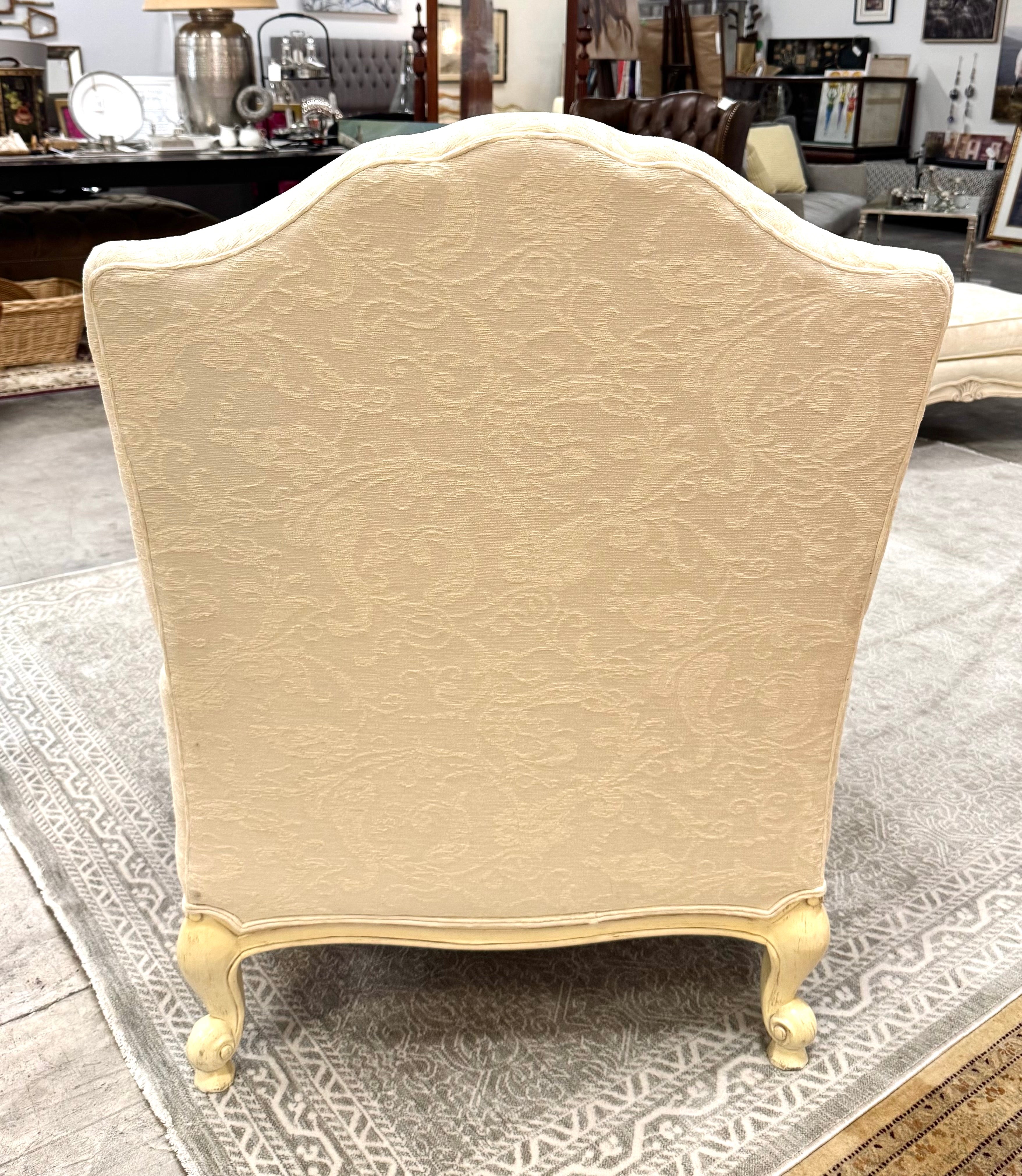 Custom DREXEL HERITAGE Cream Damask Bergere Chair