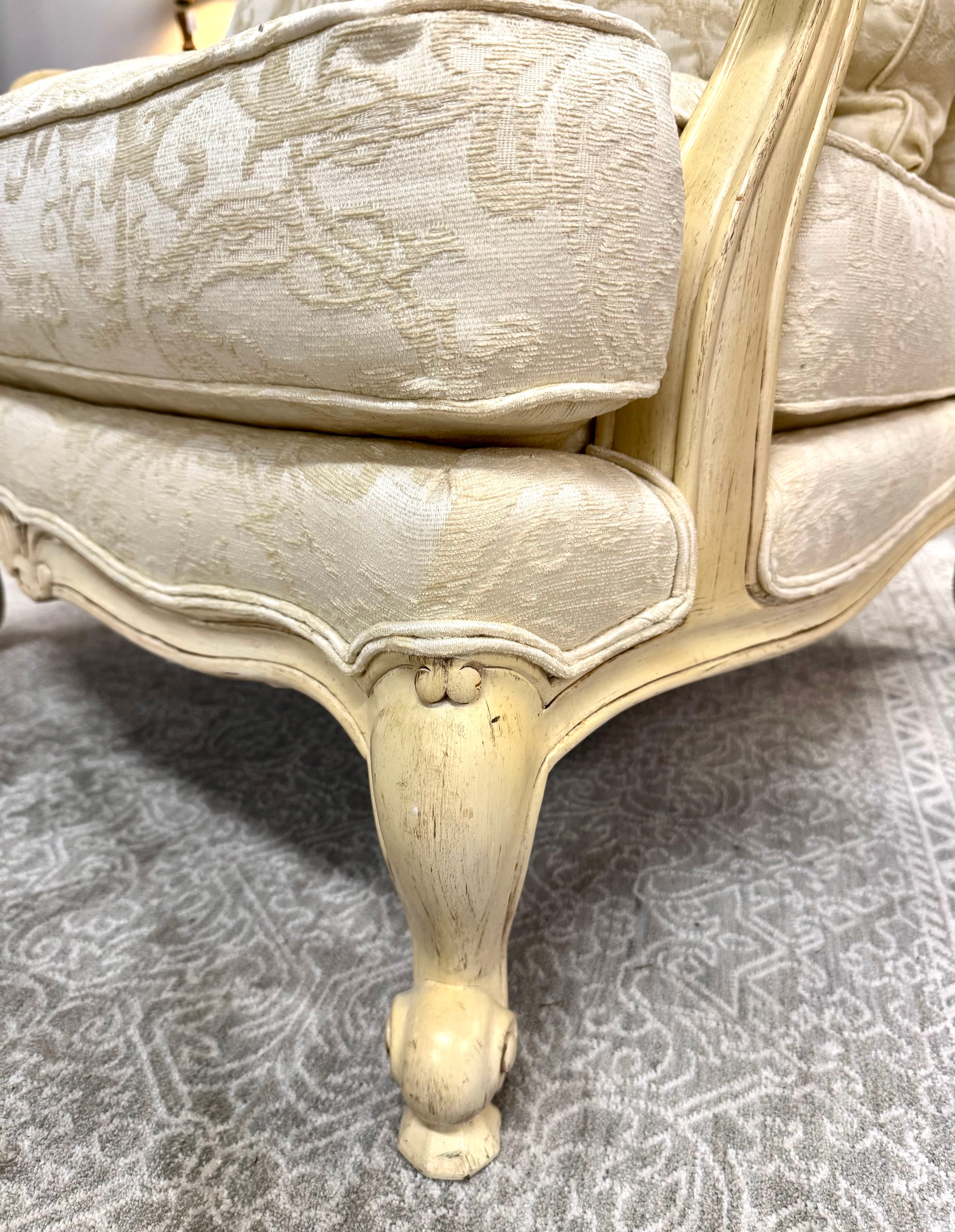 Custom DREXEL HERITAGE Cream Damask Bergere Chair
