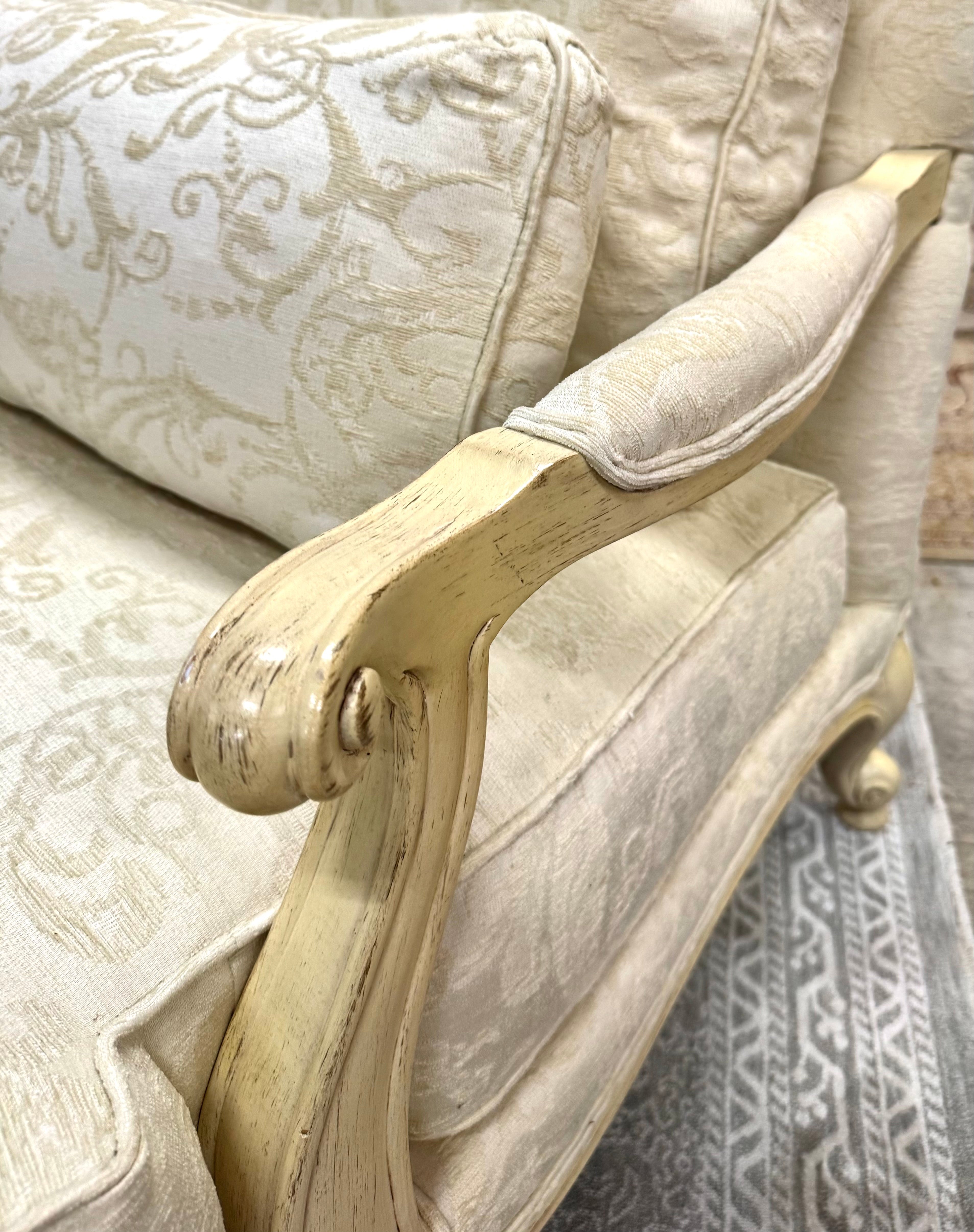 Custom DREXEL HERITAGE Cream Damask Bergere Chair